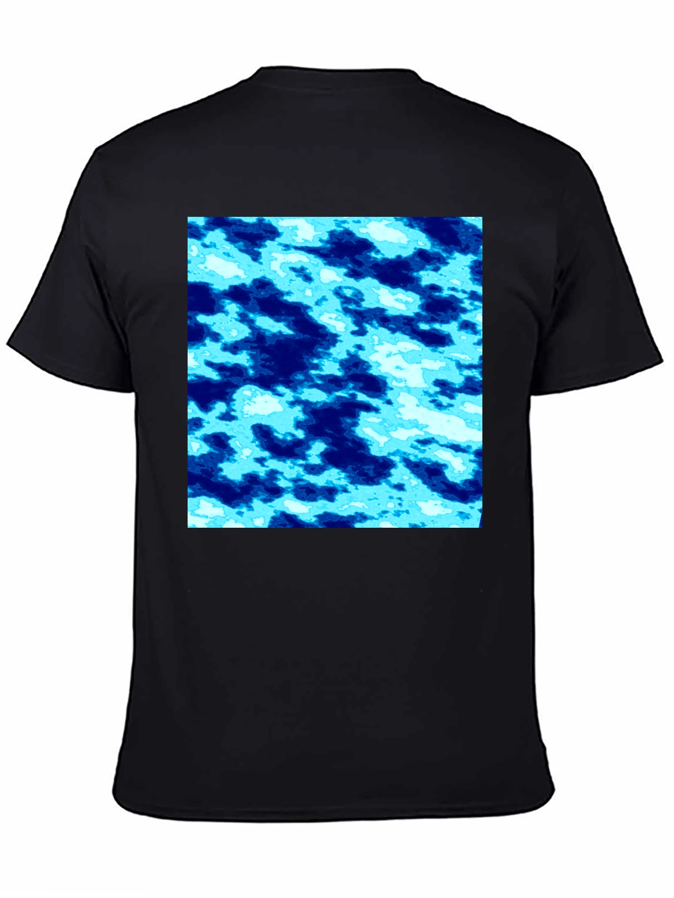 Abstract Blue Pattern Black T-Shirt