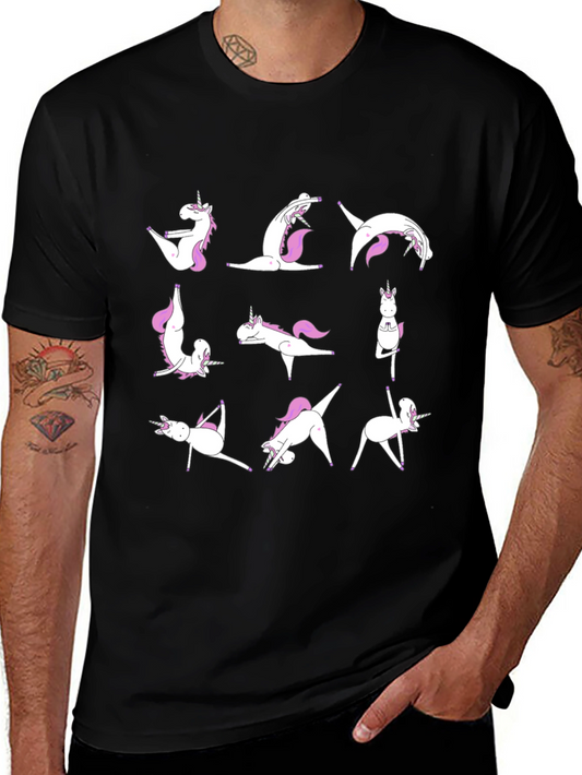 Unicorn Yoga Pose T-Shirt - Black Cotton Tee