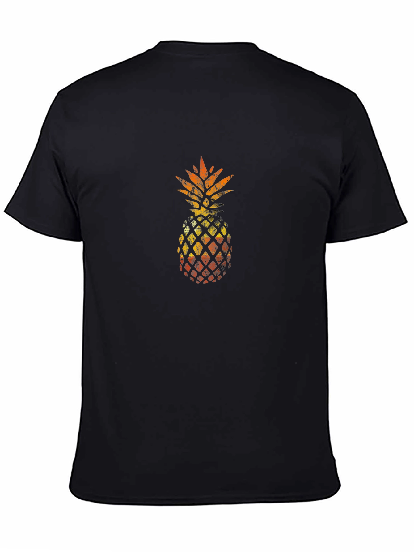 Retro Pineapple Graphic Tee - Casual Black T-Shirt