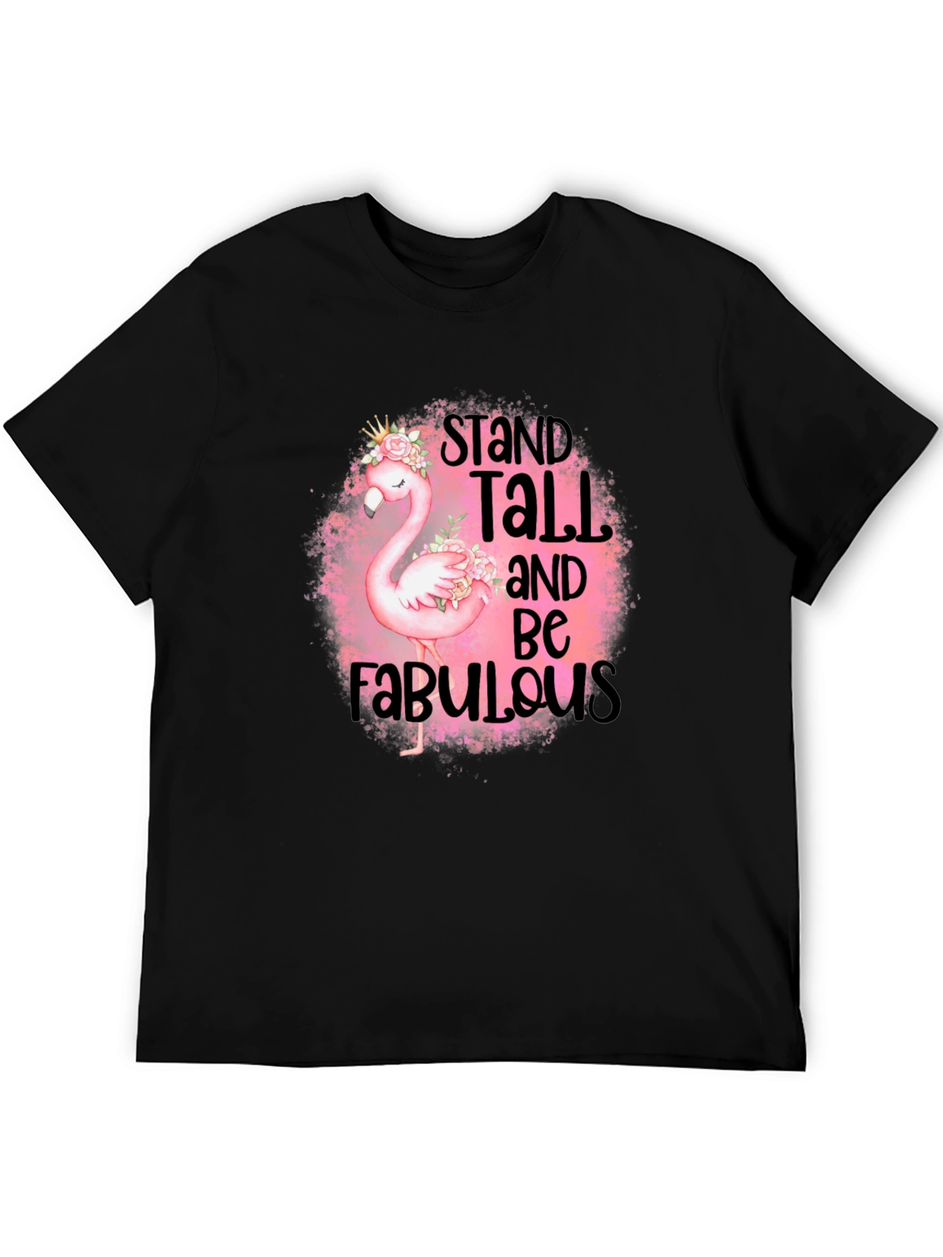 Stand Tall Flamingo Graphic Black T-Shirt
