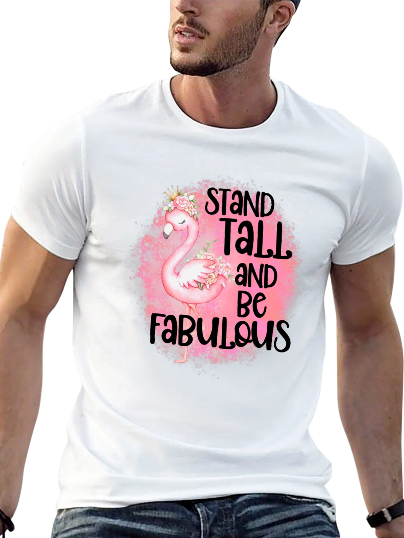 Stand Tall Flamingo Graphic Black T-Shirt
