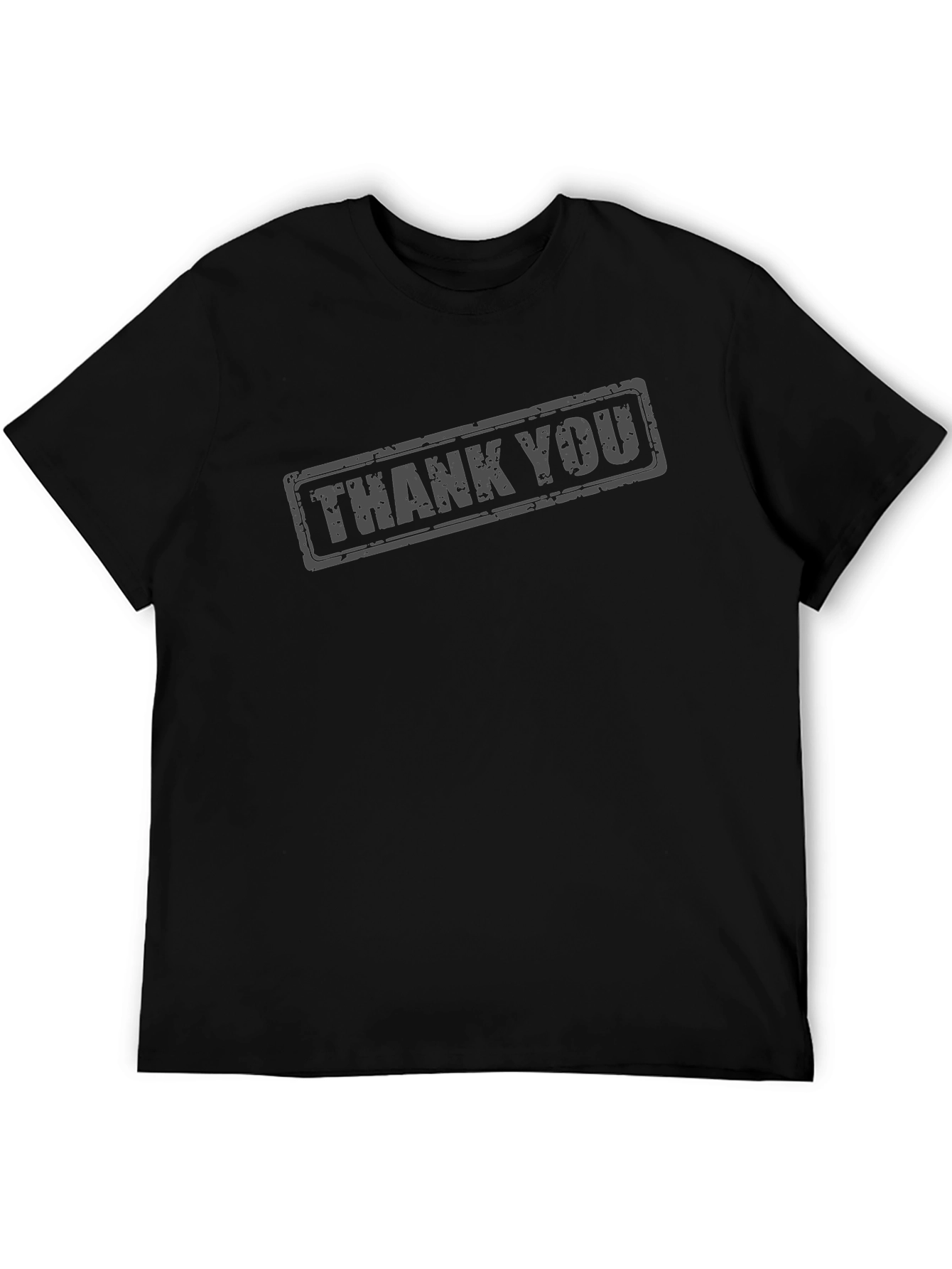 Thank You Stamp Graphic Print Crew Neck T-Shirt