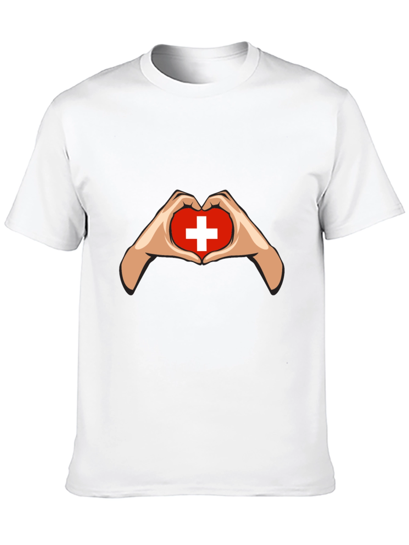 Switzerland Flag Heart Hands Graphic T-Shirt