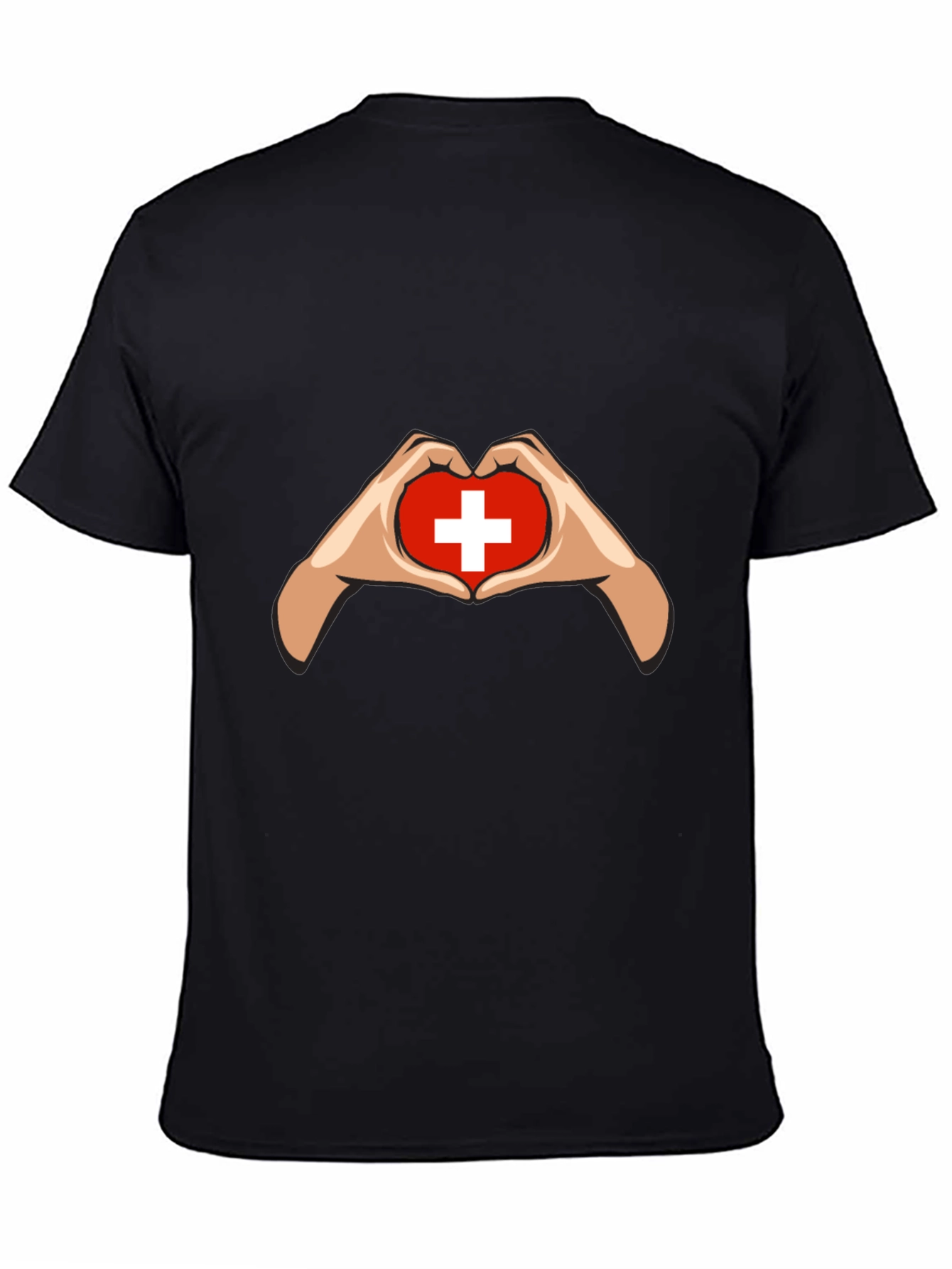 Switzerland Flag Heart Hands Graphic T-Shirt