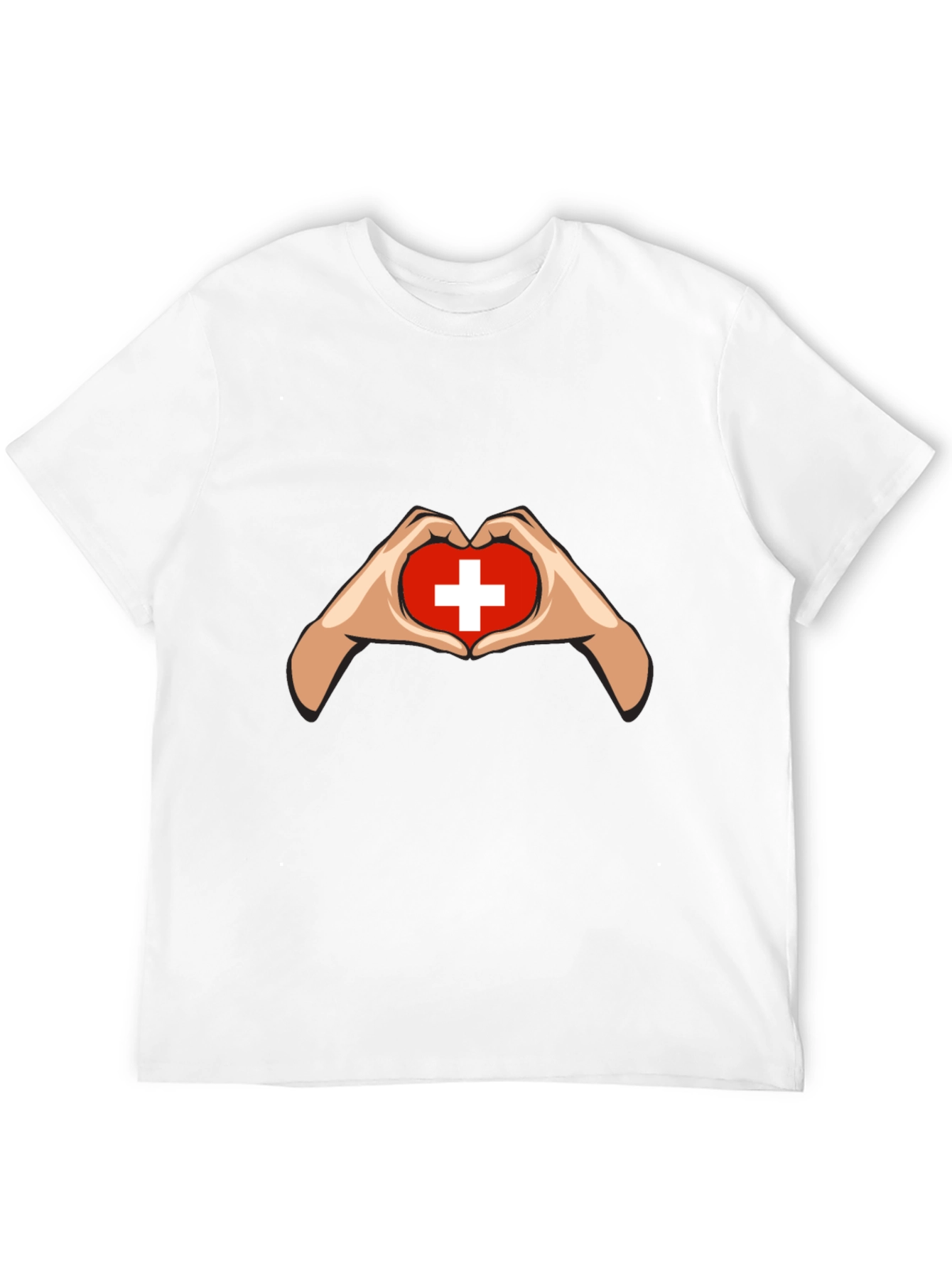 Switzerland Flag Heart Hands Graphic T-Shirt