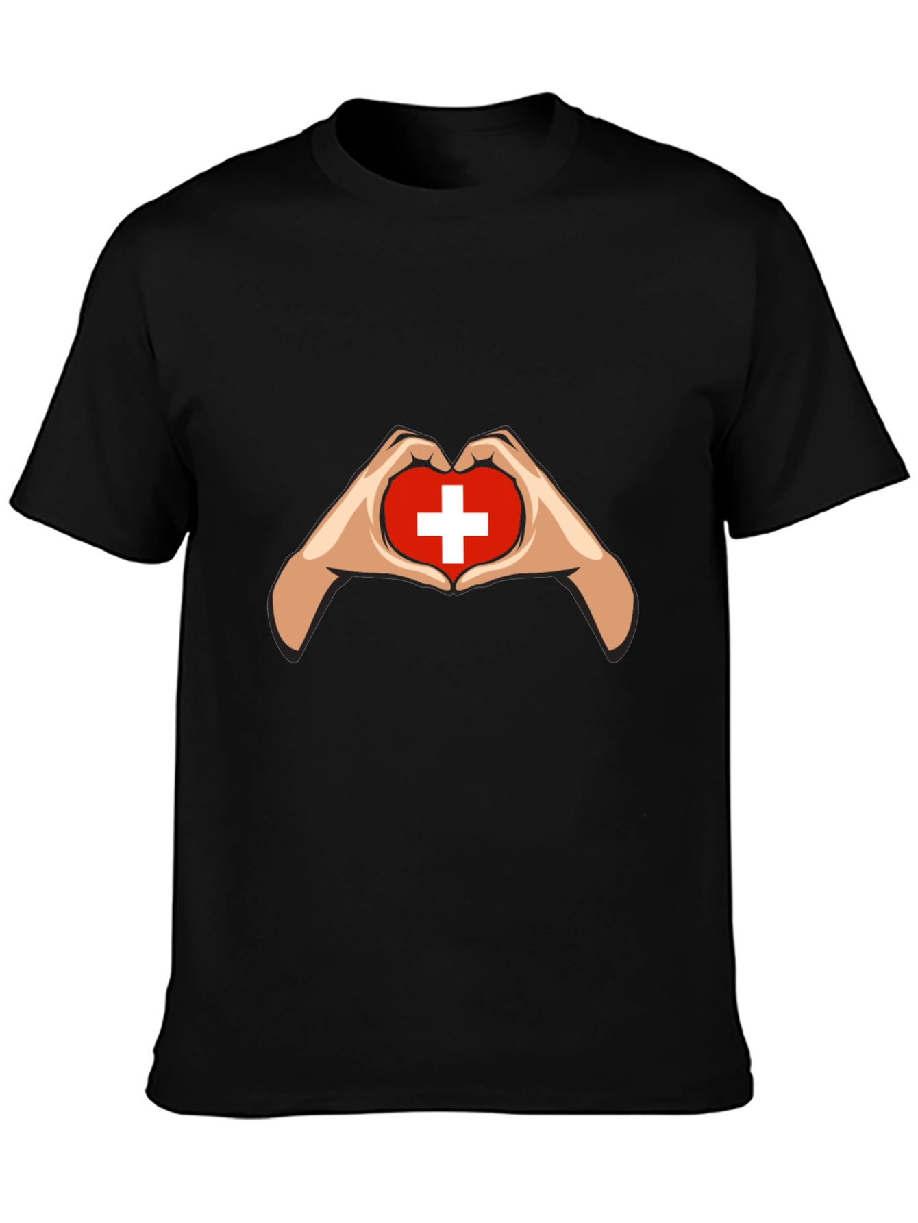 Switzerland Flag Heart Hands Graphic T-Shirt