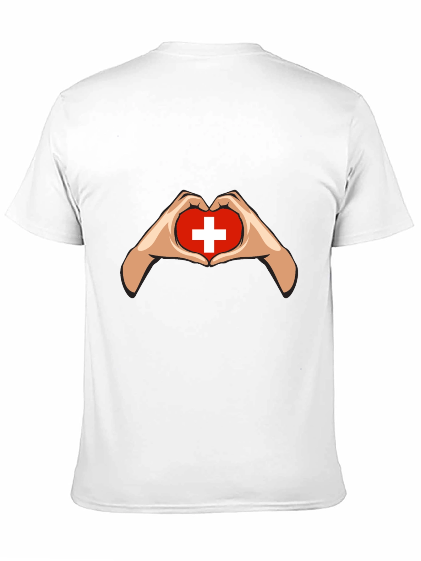 Switzerland Flag Heart Hands Graphic T-Shirt