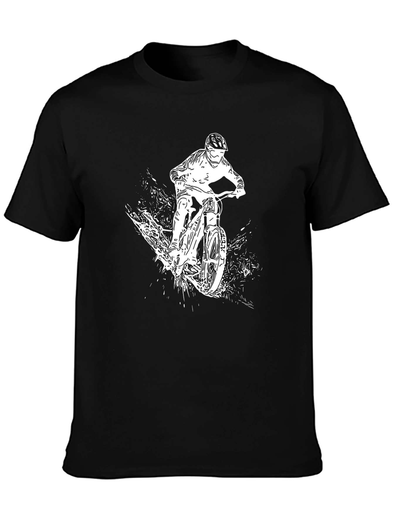 Mountain Biker Graphic Tee - Black Cotton T-Shirt
