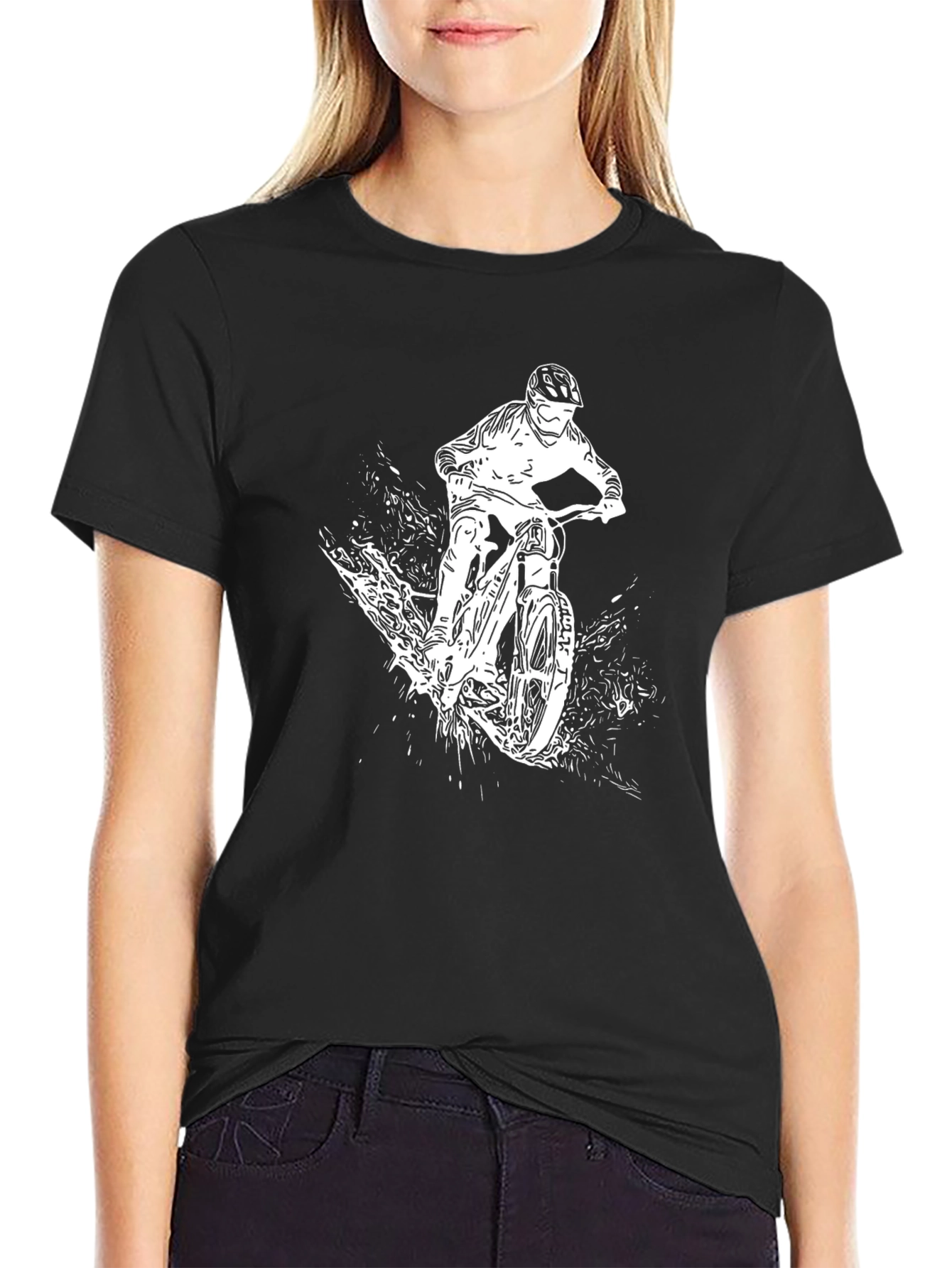 Mountain Biker Graphic Tee - Black Cotton T-Shirt