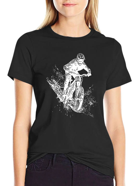 Mountain Biker Graphic Tee - Black Cotton T-Shirt