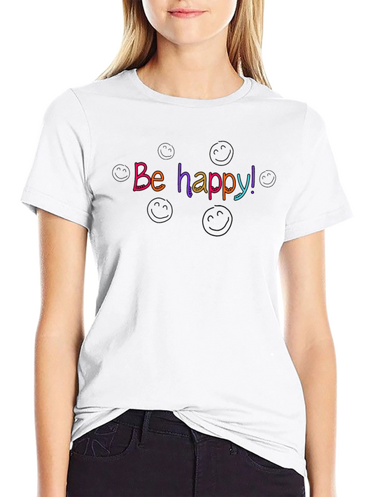 Be Happy! Black Graphic Tee - Comfort Fit