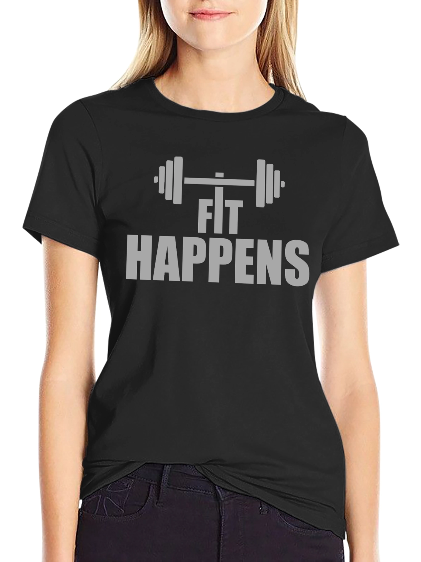 Fit Happens Graphic Tee - Black Workout Shirt
