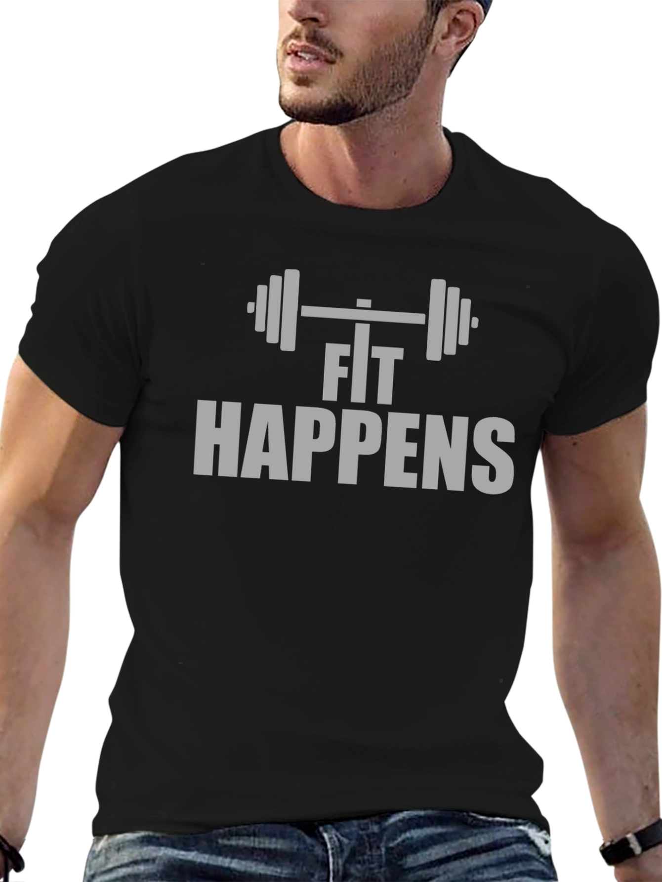 Fit Happens Graphic Tee - Black Workout Shirt