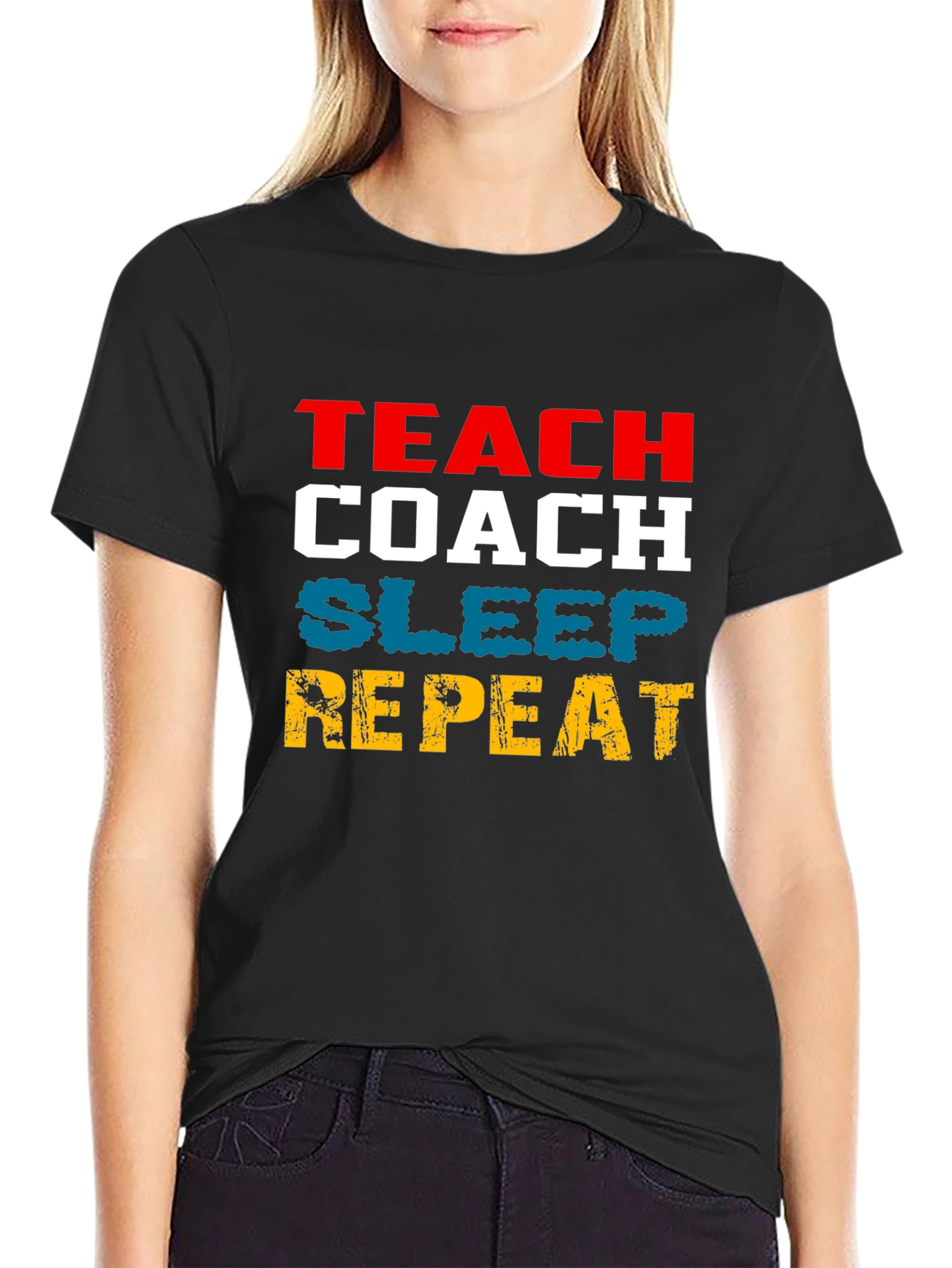 Teach Coach Sleep Repeat Funny T-Shirt