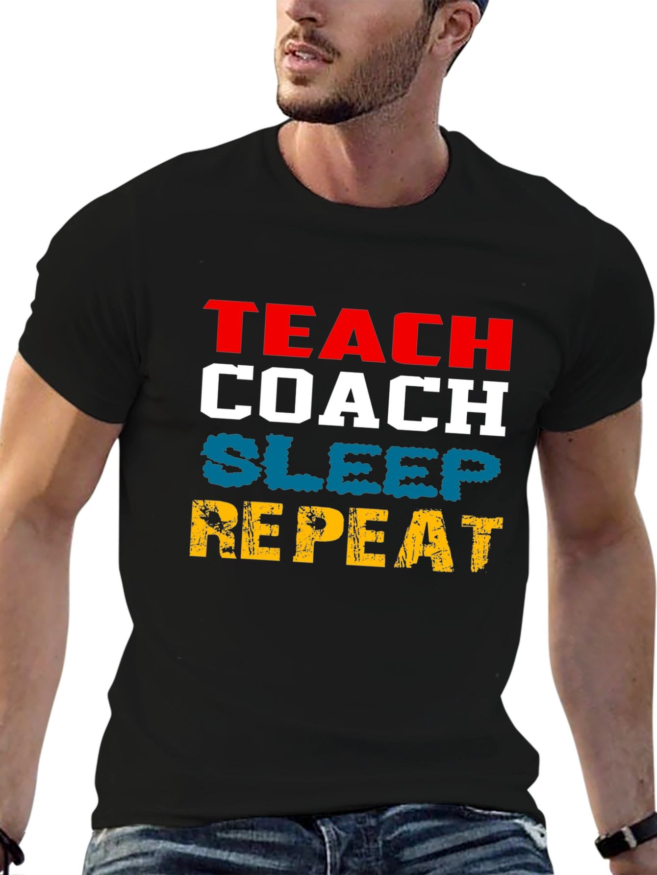 Teach Coach Sleep Repeat Funny T-Shirt