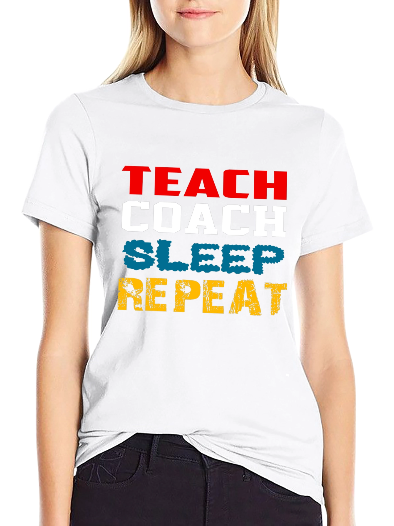 Teach Coach Sleep Repeat Funny T-Shirt