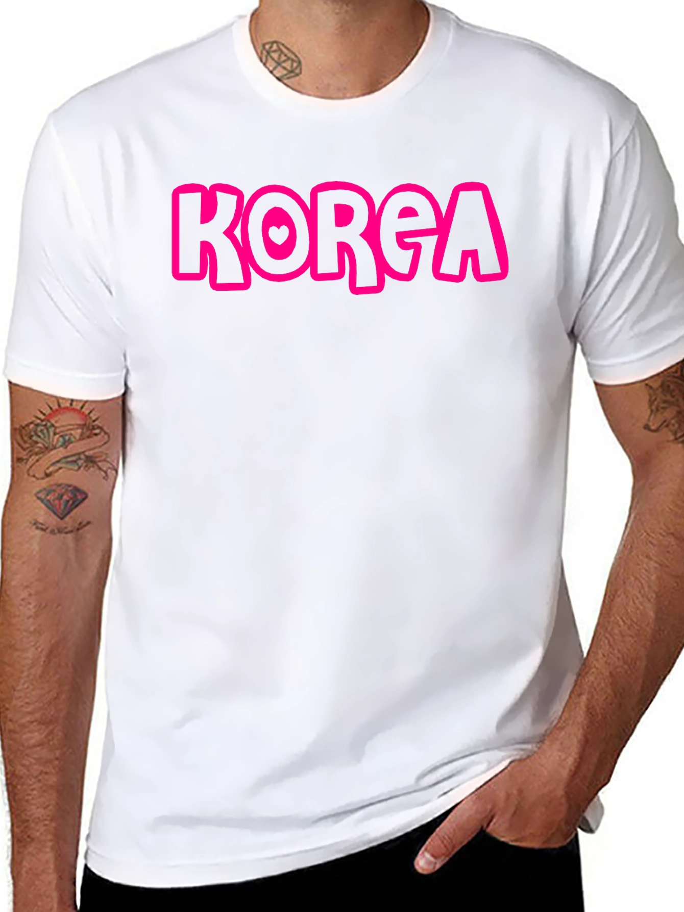 Korea Heart Tee -  Casual Graphic T-Shirt