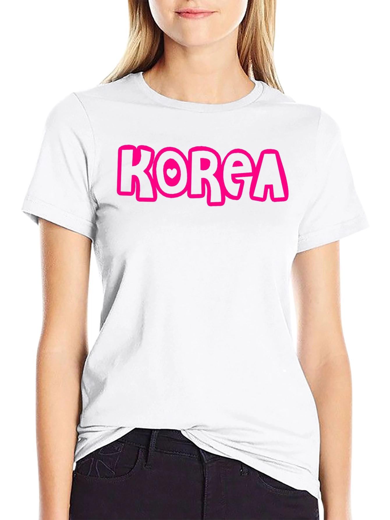 Korea Heart Tee -  Casual Graphic T-Shirt