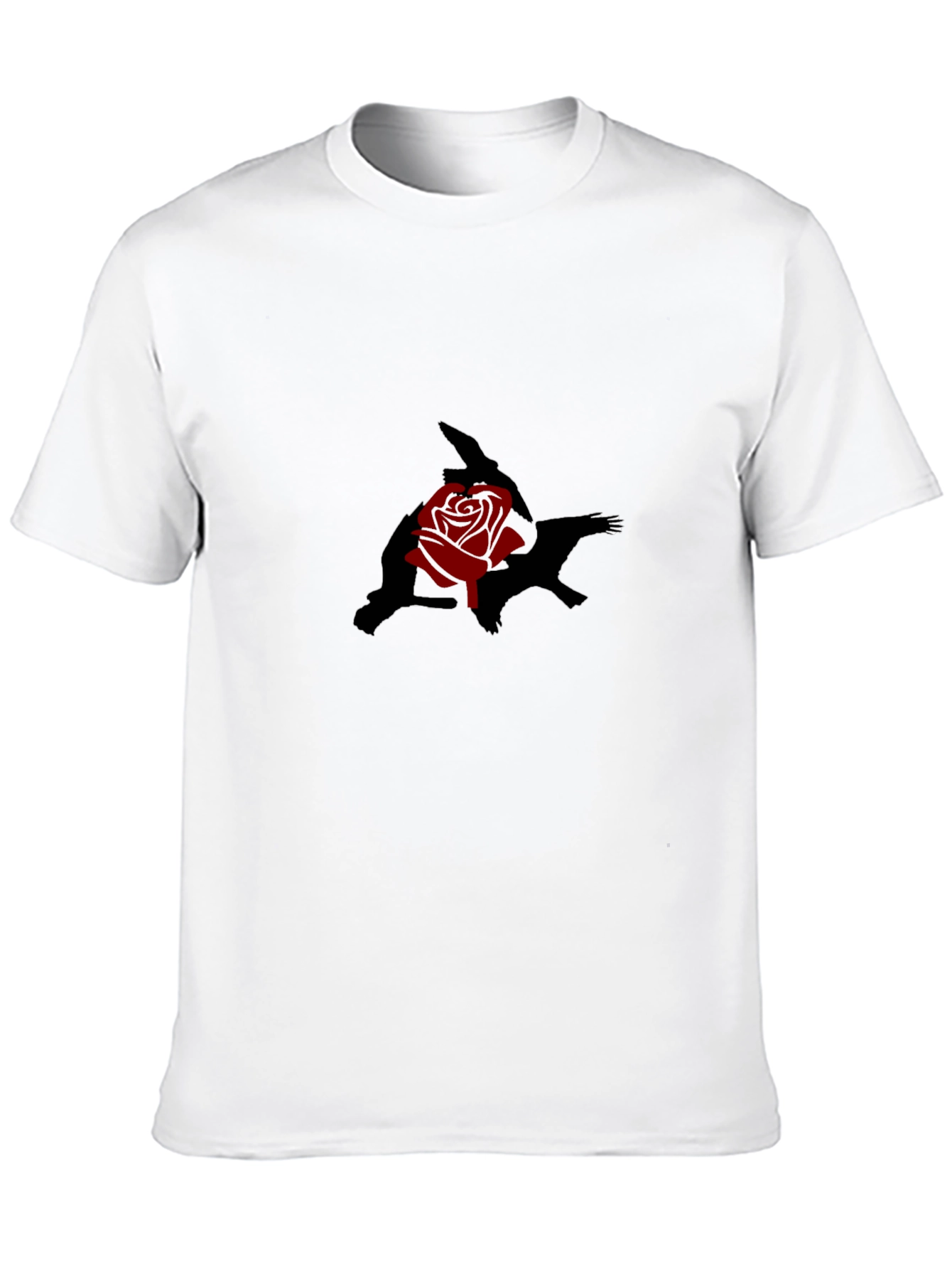Black T-Shirt with Rose and Shadow Graphic Print