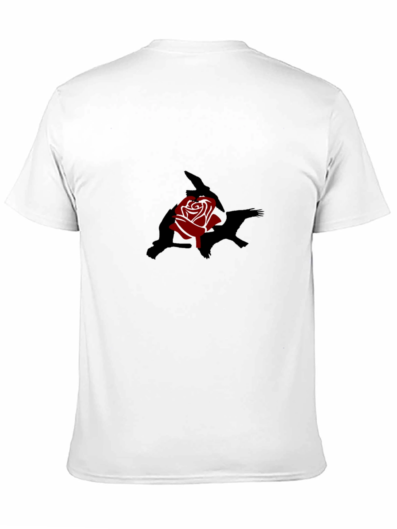 Black T-Shirt with Rose and Shadow Graphic Print