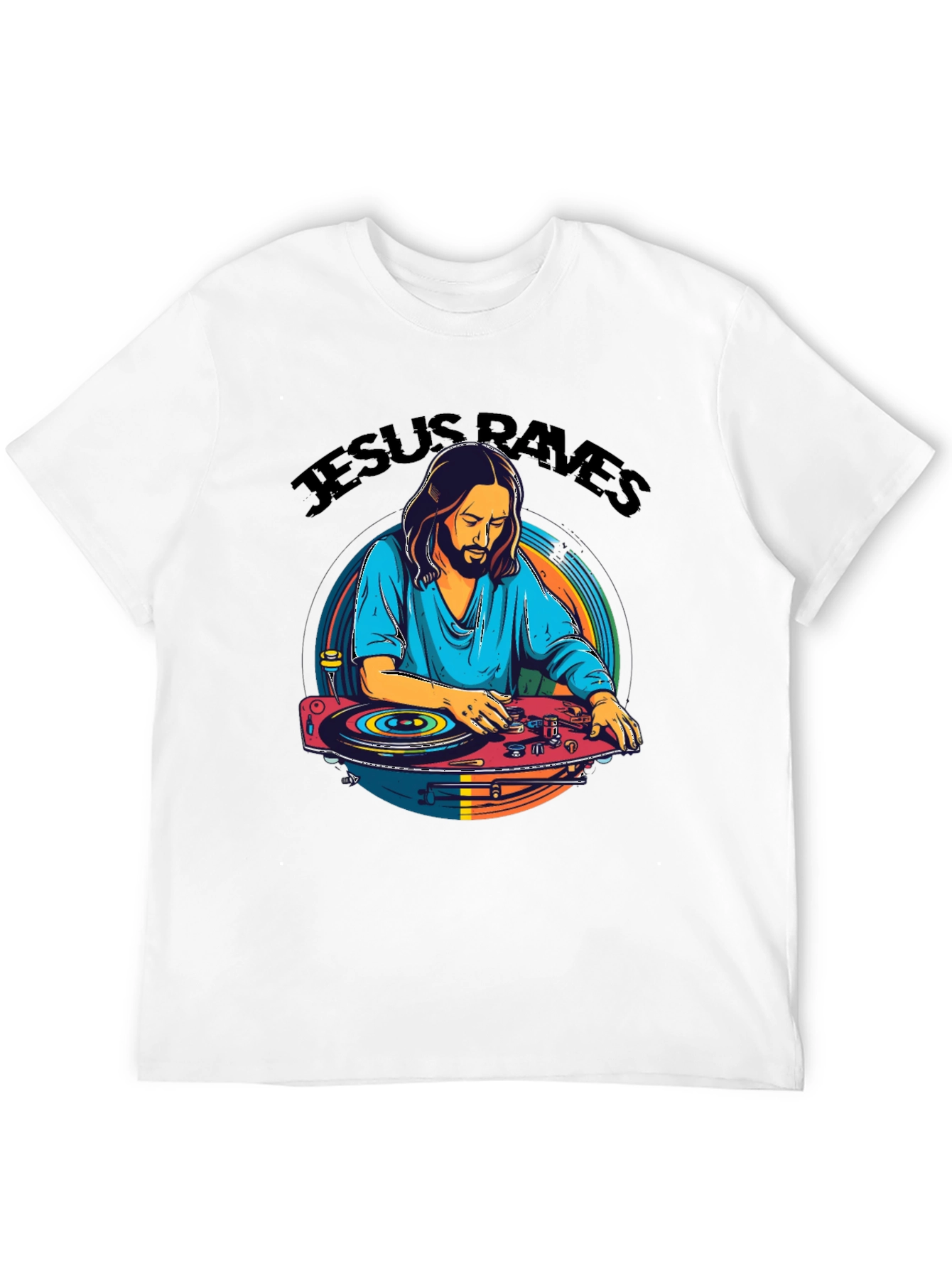 Jesus Raves T-Shirt - DJ Graphic Tee