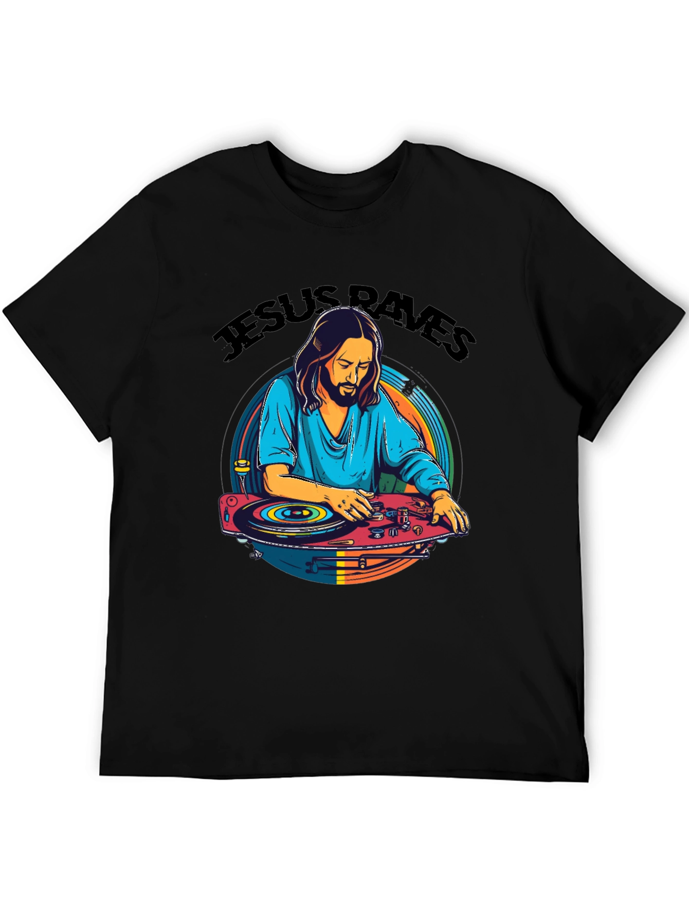 Jesus Raves T-Shirt - DJ Graphic Tee