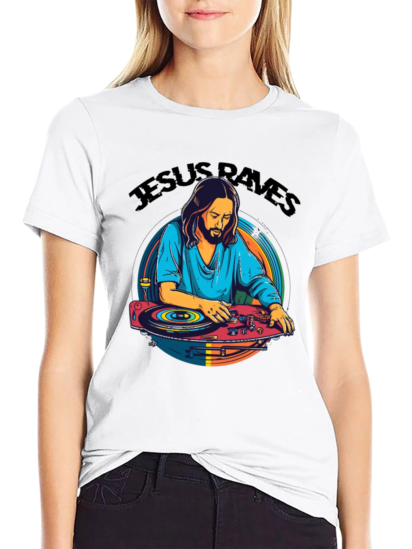 Jesus Raves T-Shirt - DJ Graphic Tee