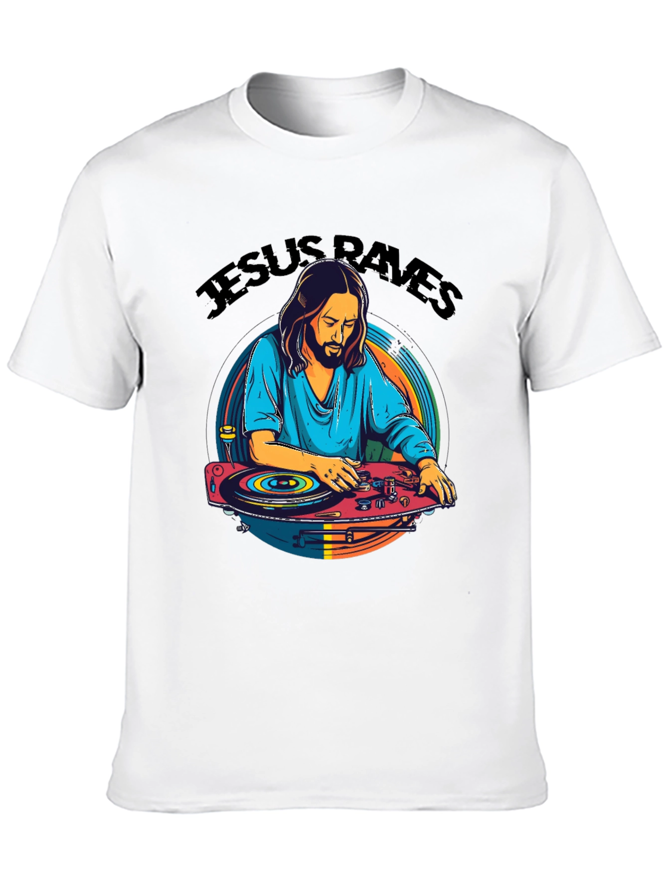 Jesus Raves T-Shirt - DJ Graphic Tee