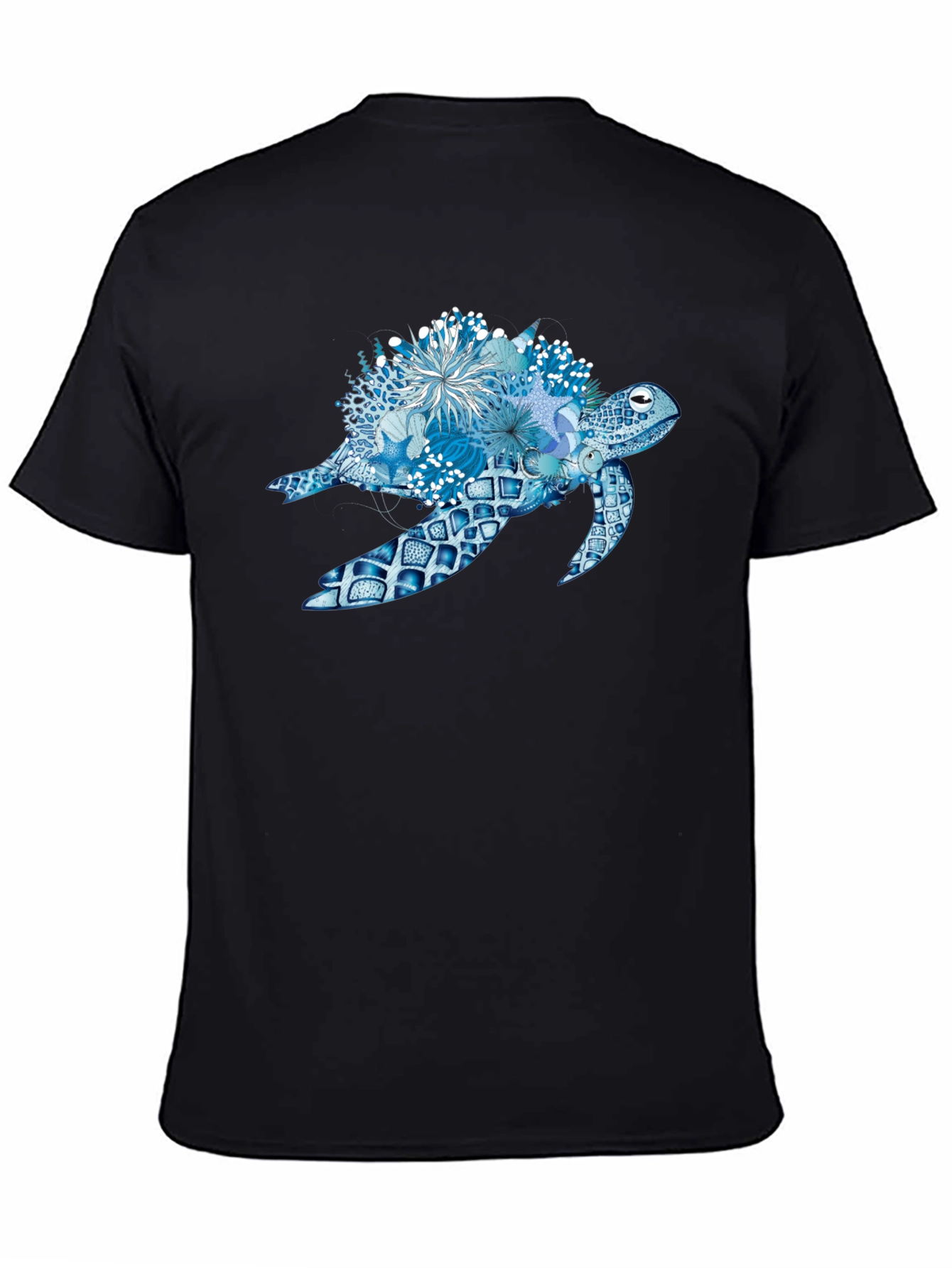 Blue Sea Turtle Floral T-Shirt