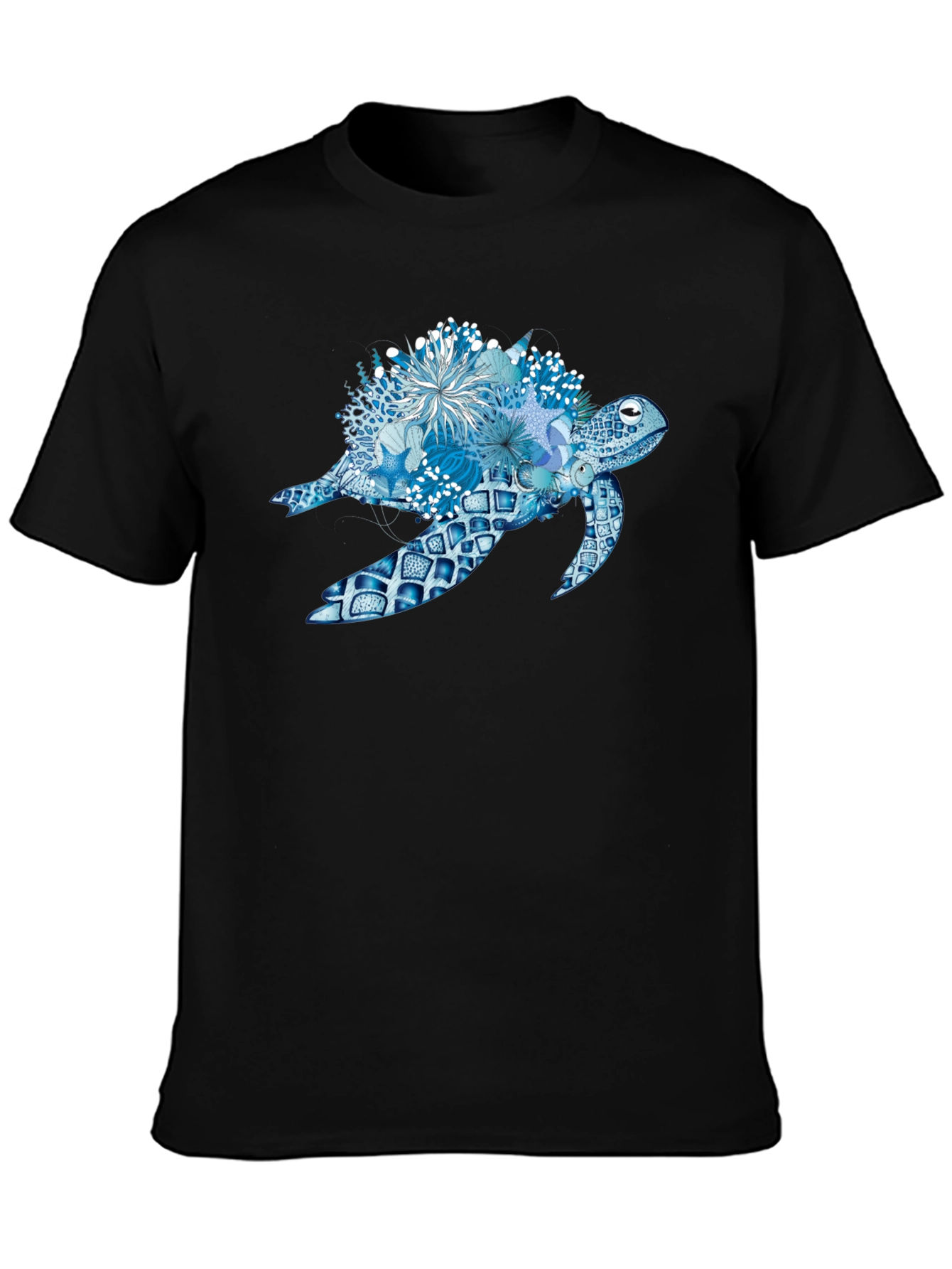 Blue Sea Turtle Floral T-Shirt