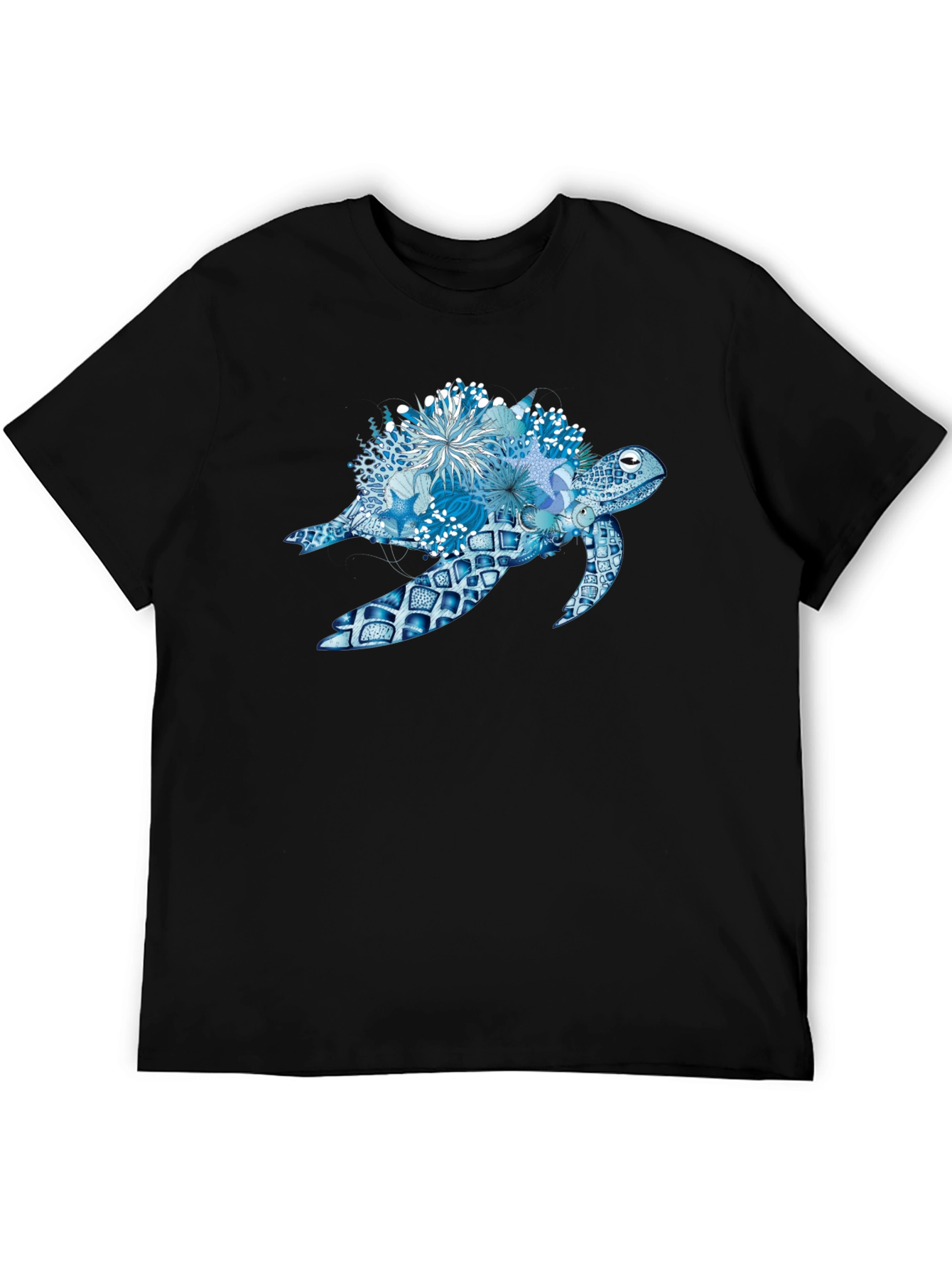 Blue Sea Turtle Floral T-Shirt