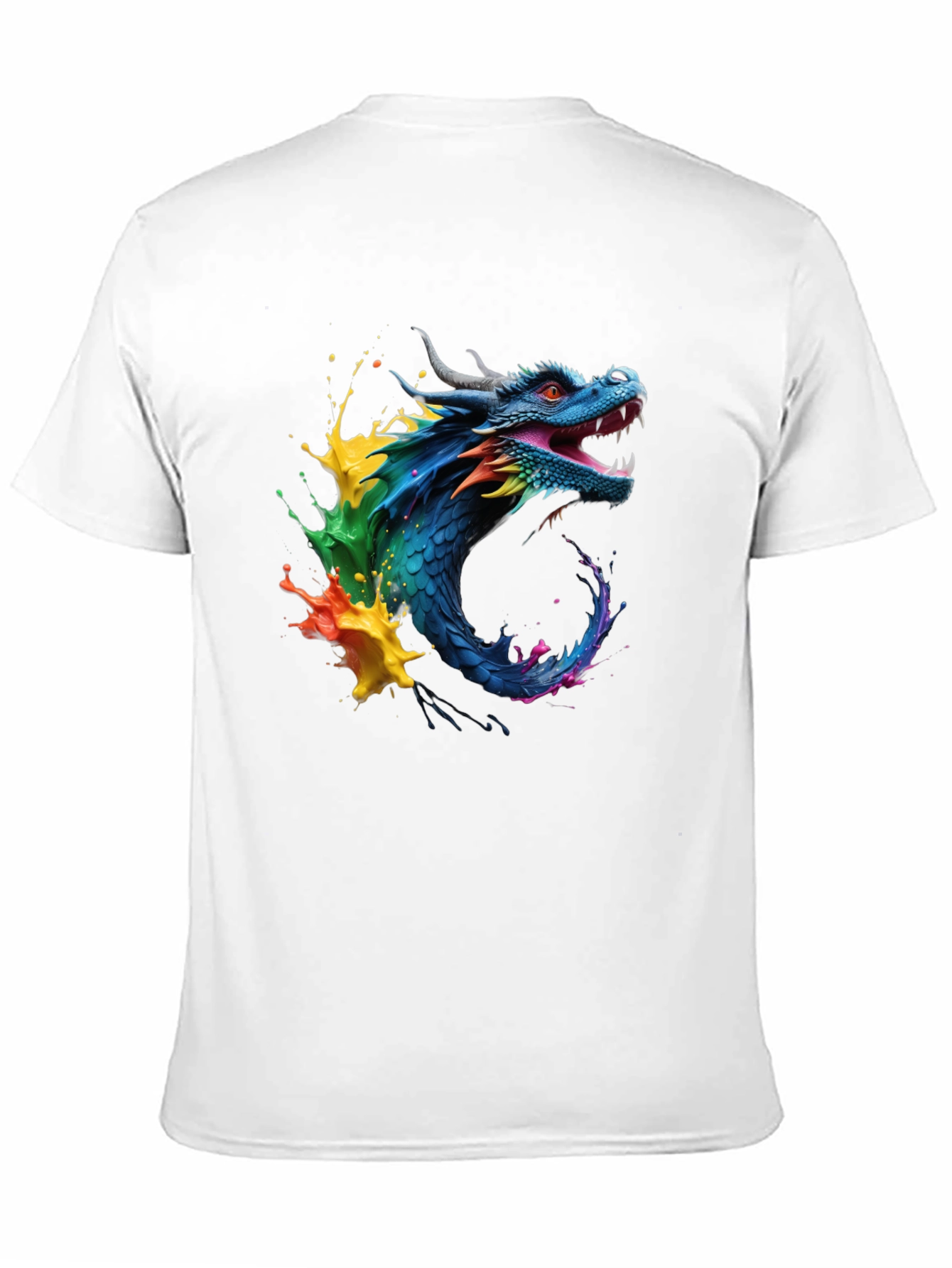 Vibrant Dragon Graphic Tee - Black Cotton Blend