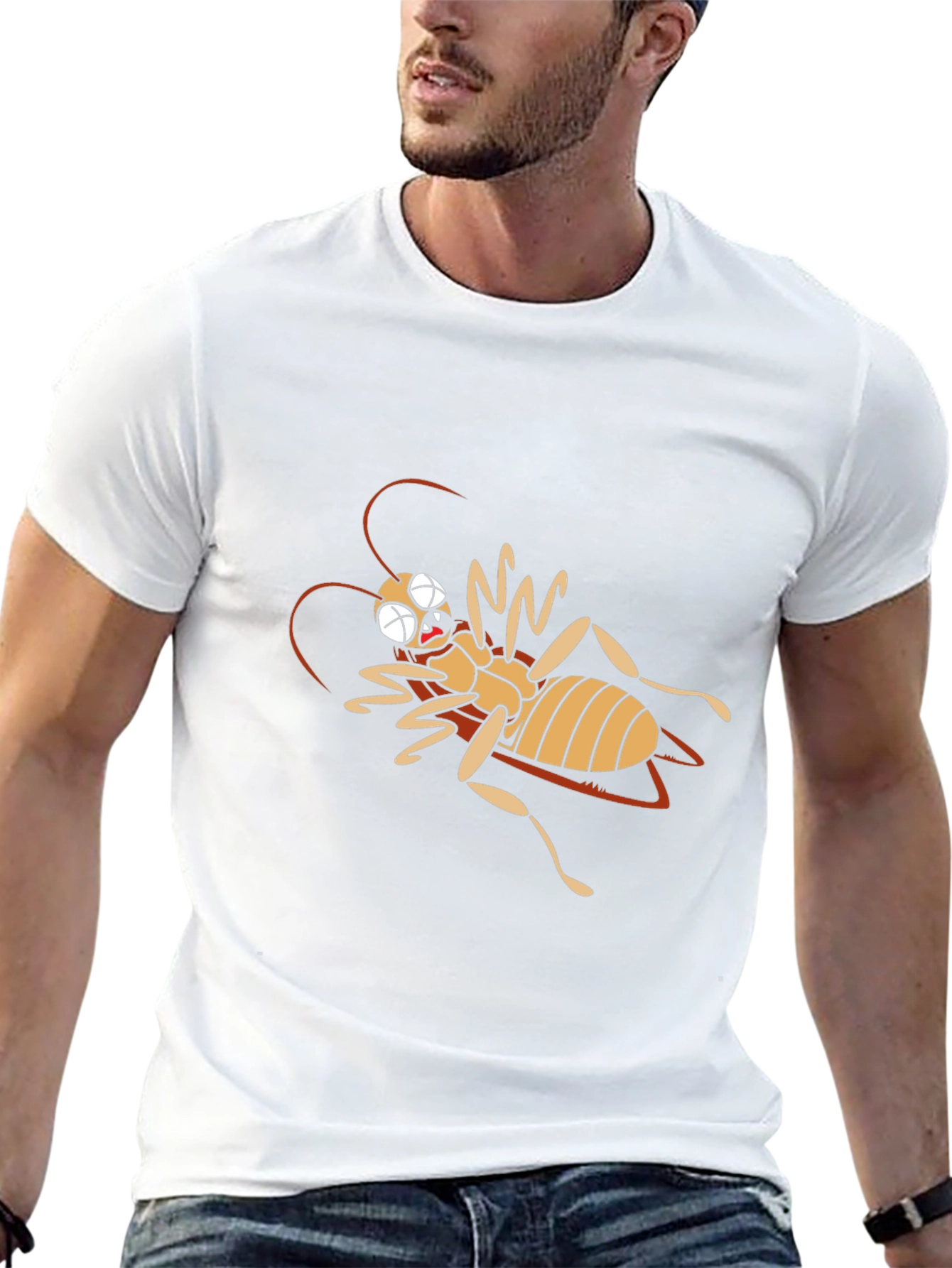 Cartoon Cockroach Black T-Shirt