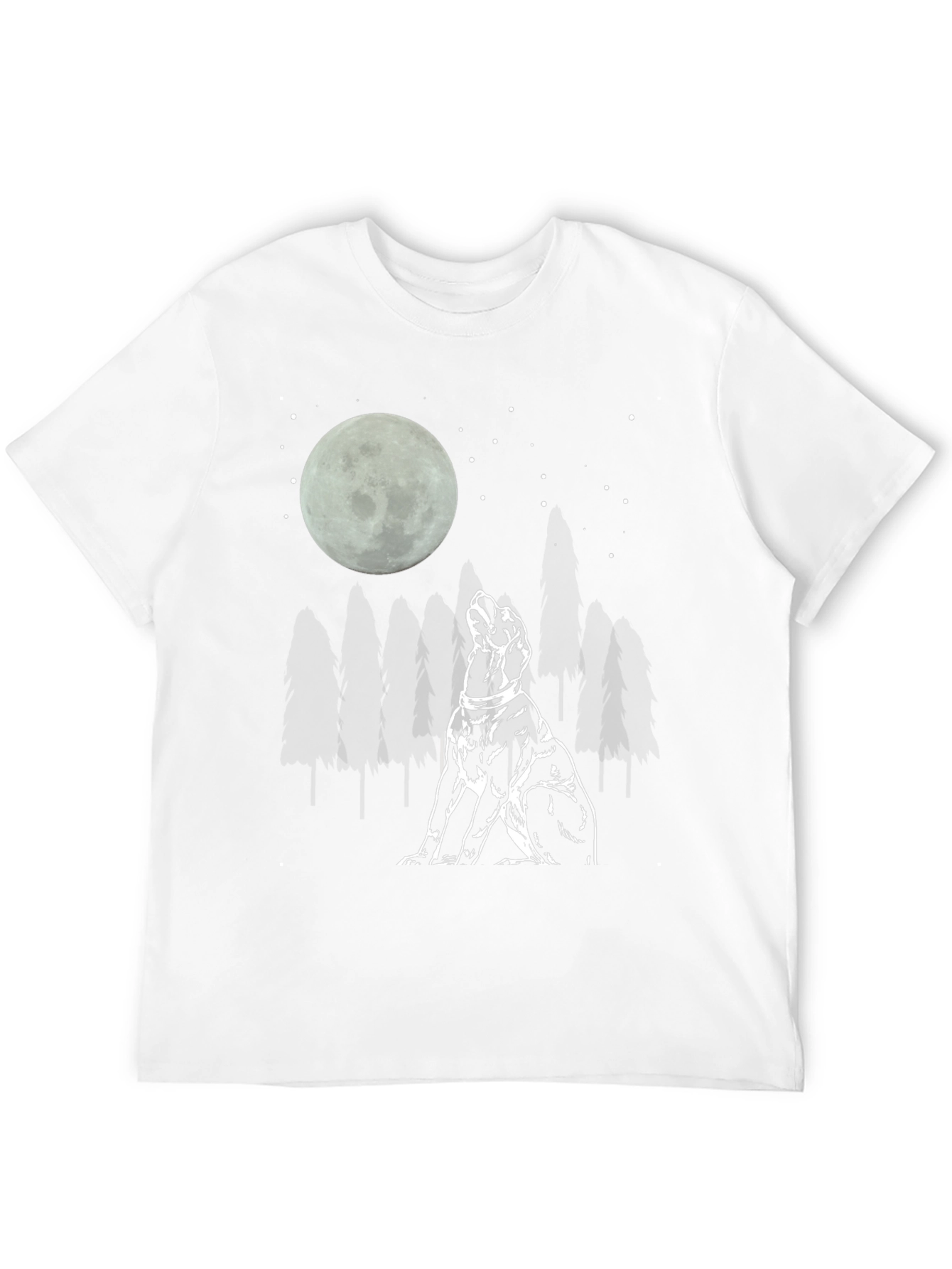 Moon Gazing Dog Graphic Tee - Black Cotton T-Shirt