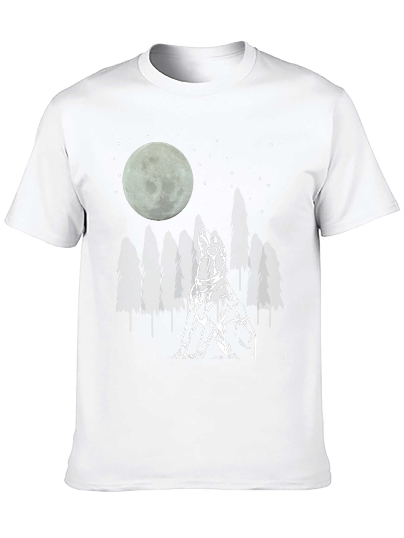 Moon Gazing Dog Graphic Tee - Black Cotton T-Shirt