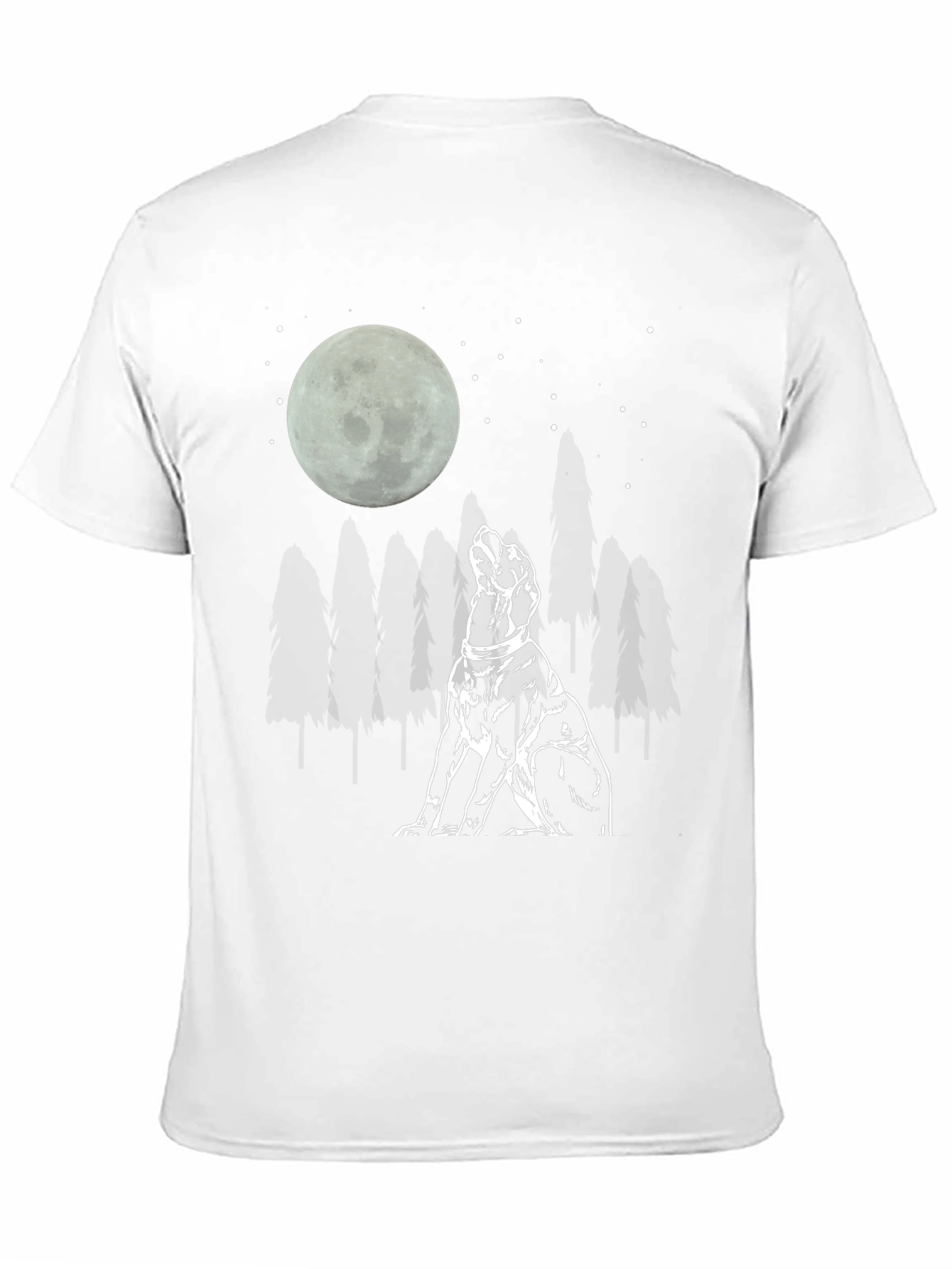 Moon Gazing Dog Graphic Tee - Black Cotton T-Shirt