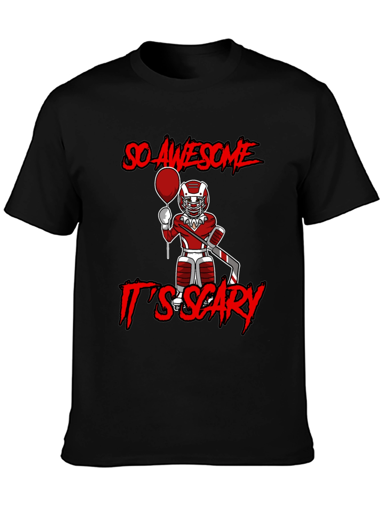 Awesome Scary Hockey Player Graphic T-Shirt
