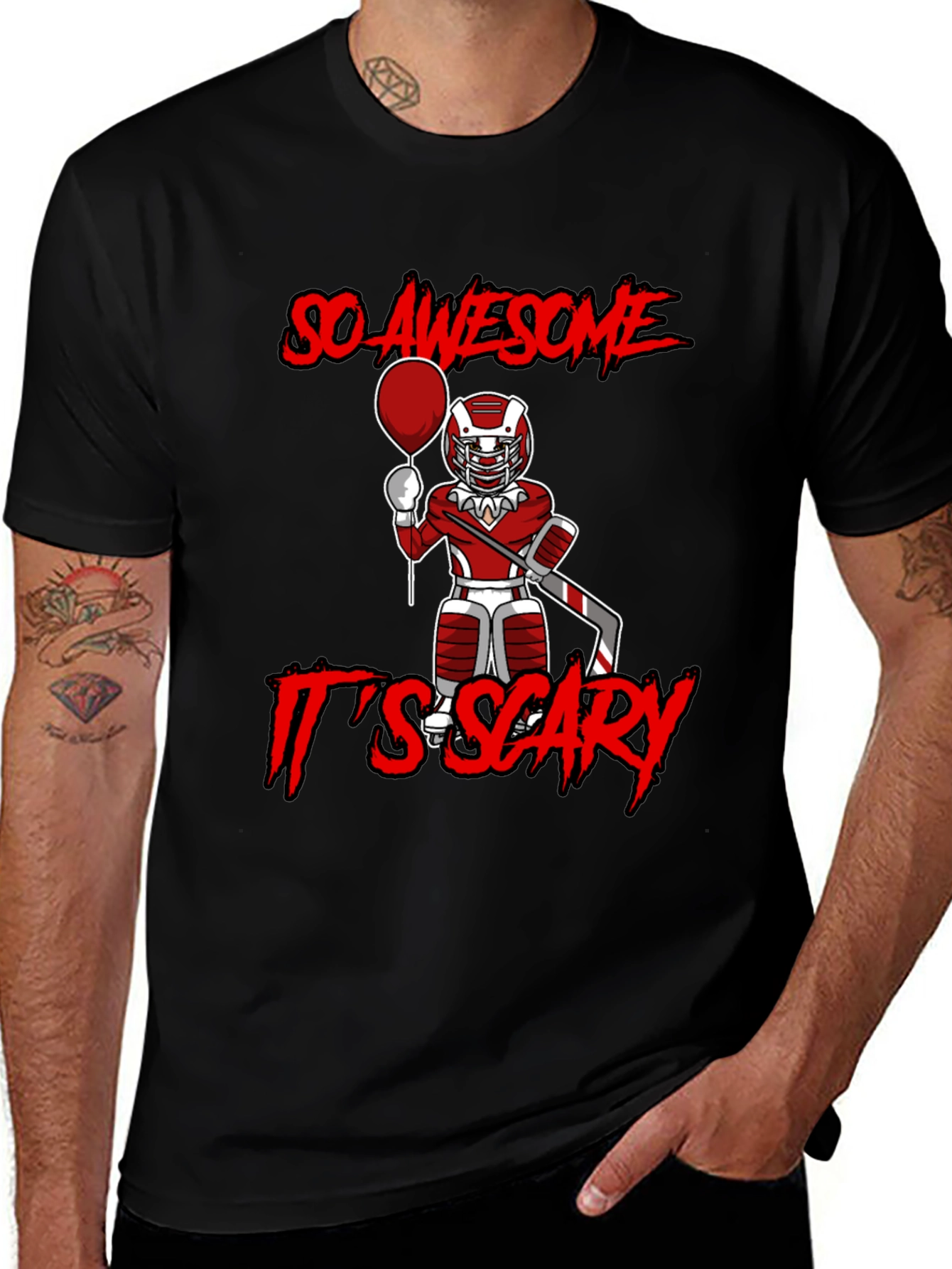 Awesome Scary Hockey Player Graphic T-Shirt
