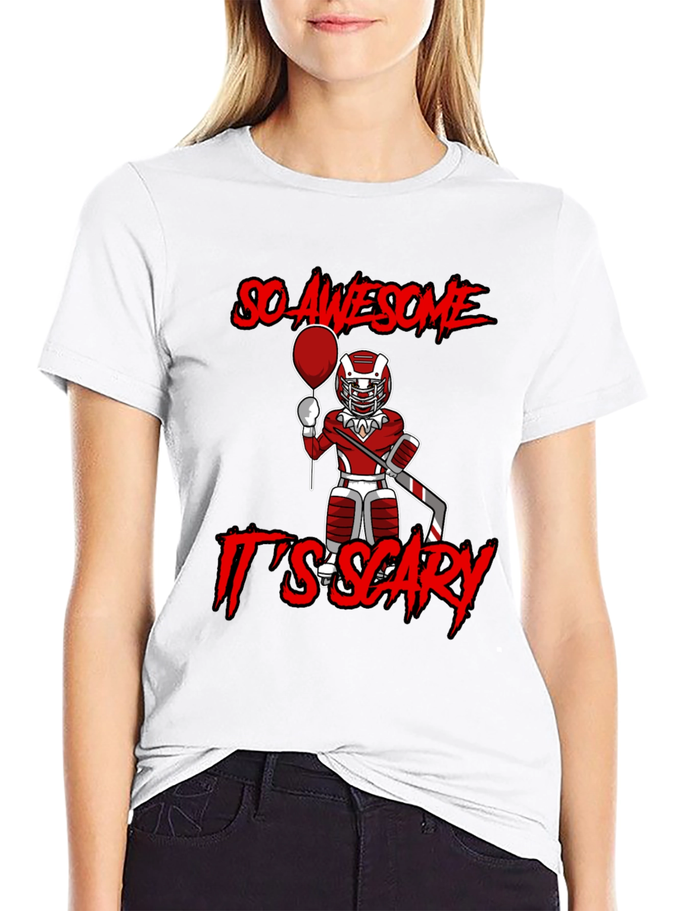 Awesome Scary Hockey Player Graphic T-Shirt