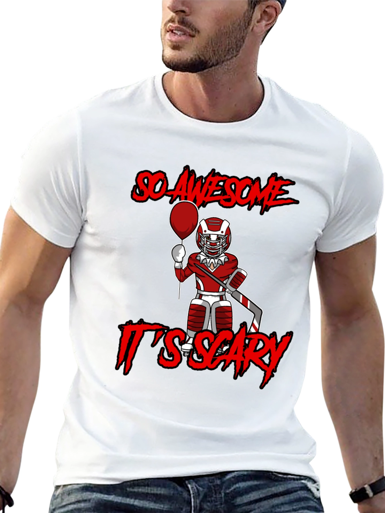 Awesome Scary Hockey Player Graphic T-Shirt