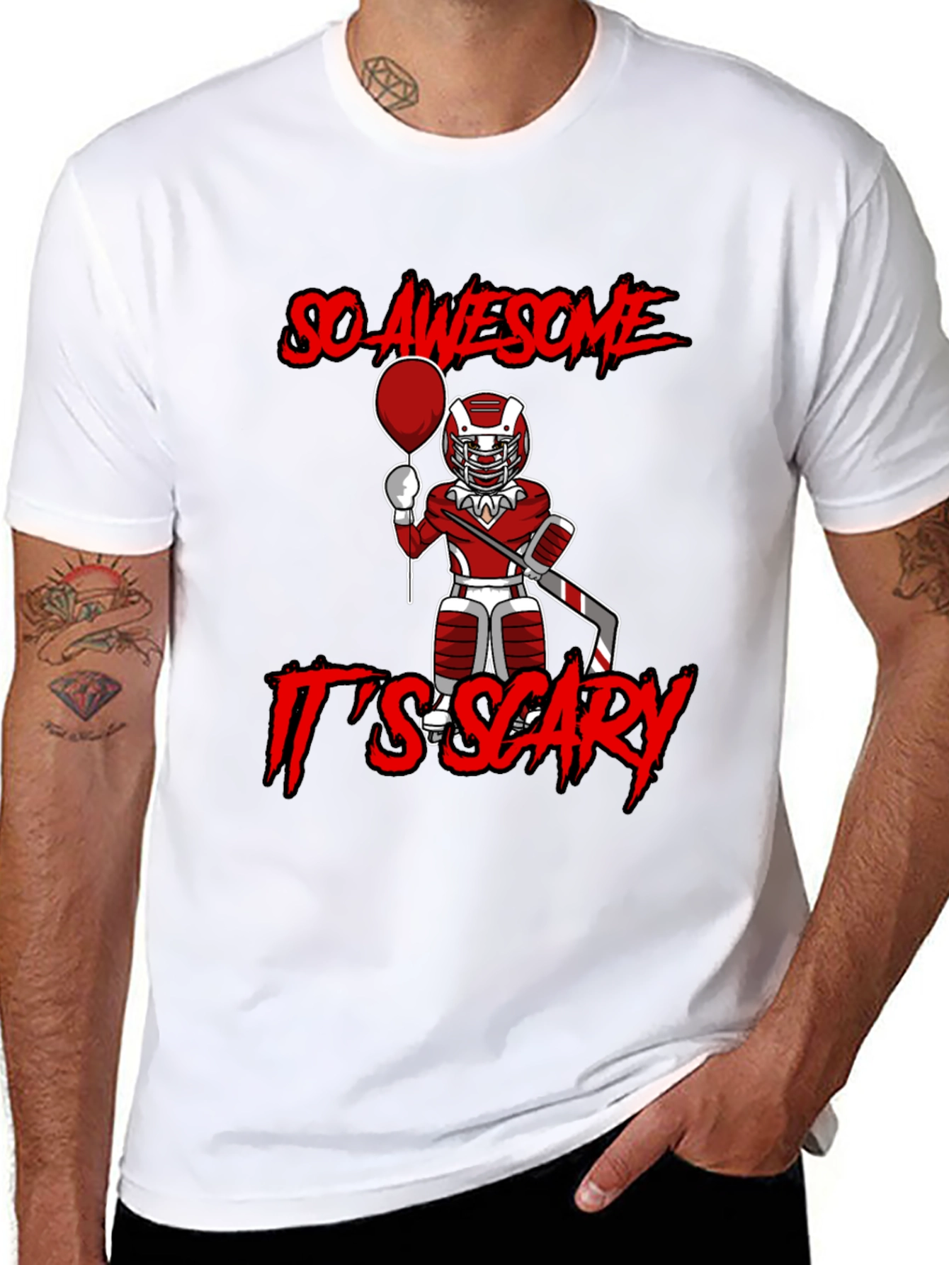 Awesome Scary Hockey Player Graphic T-Shirt