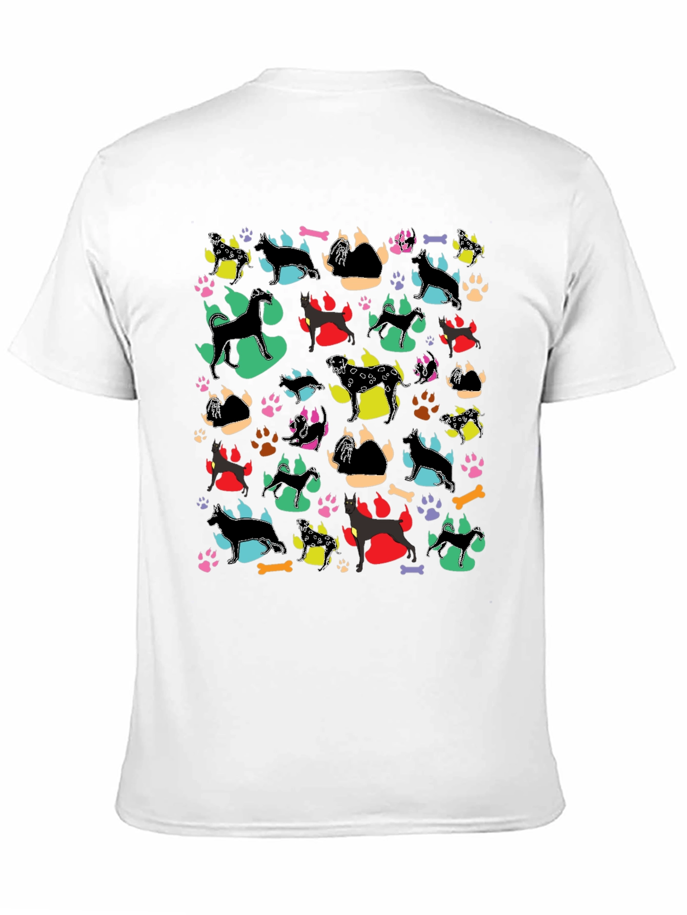Dog Breed Pattern Black T-Shirt