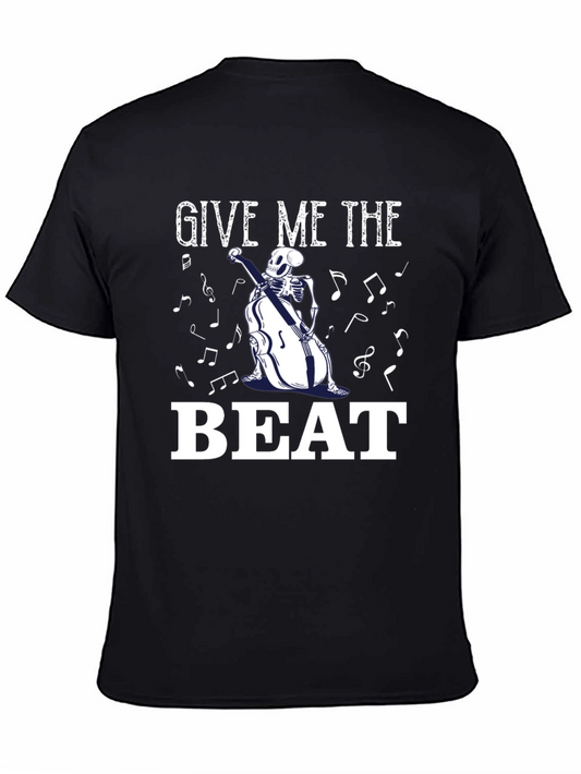 Skeleton Musician Graphic T-Shirt - Give Me The Beat