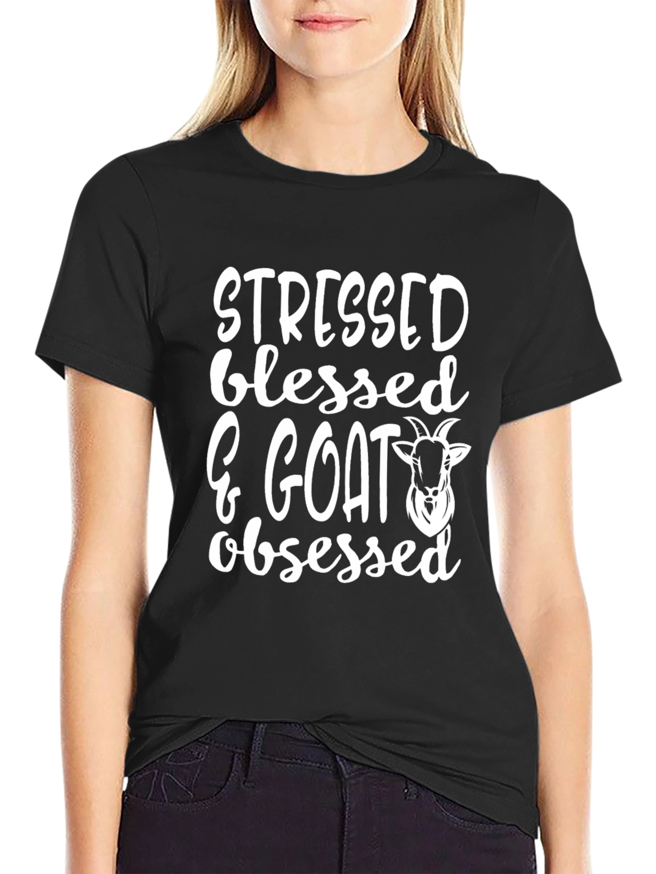 Stressed Blessed & Goat Obsessed Graphic Tee