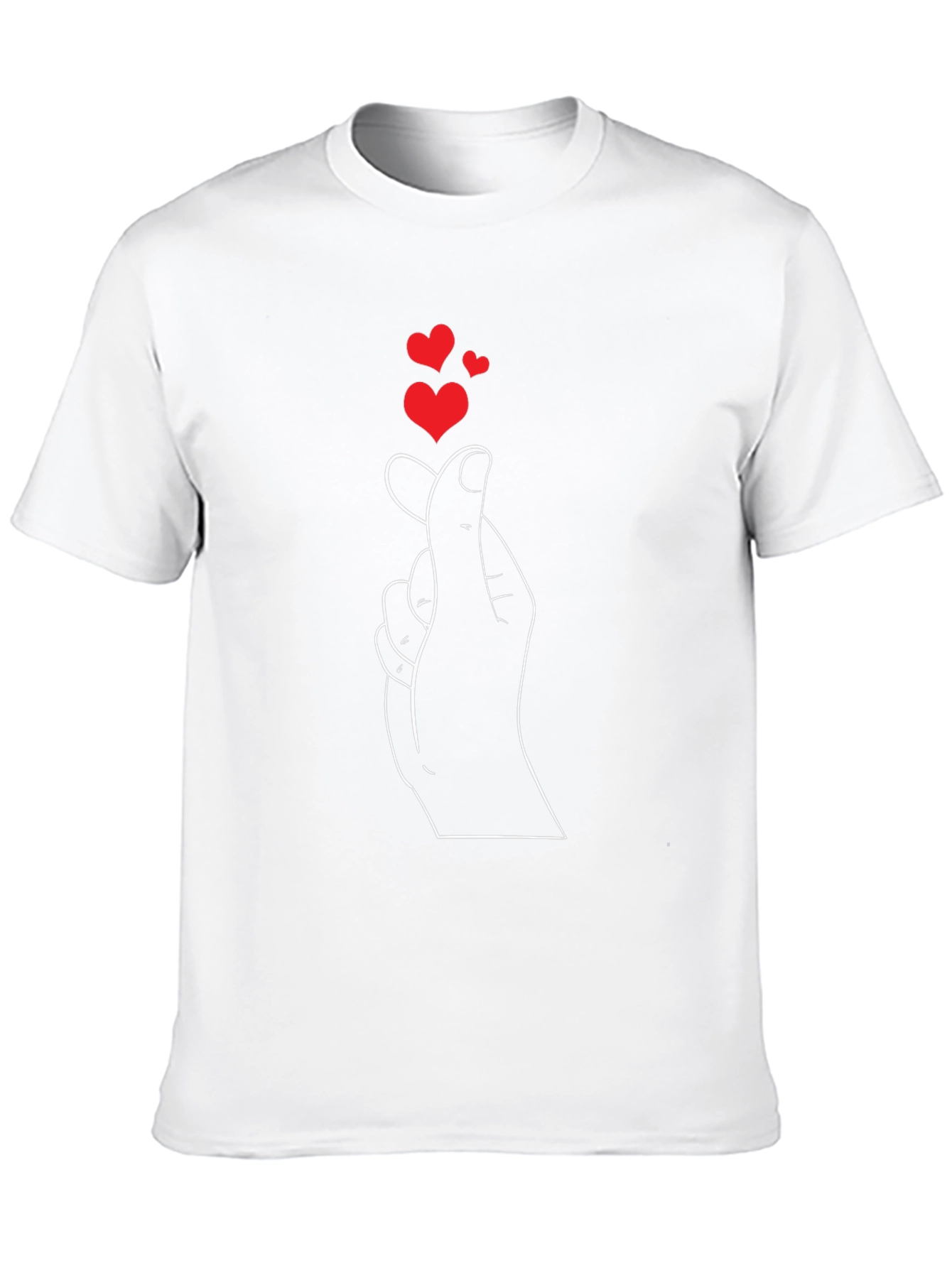 Heart Fingers Graphic T-Shirt - Casual Black Tee