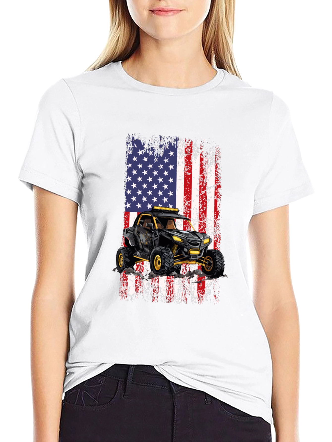 American Flag ATV Black T-Shirt