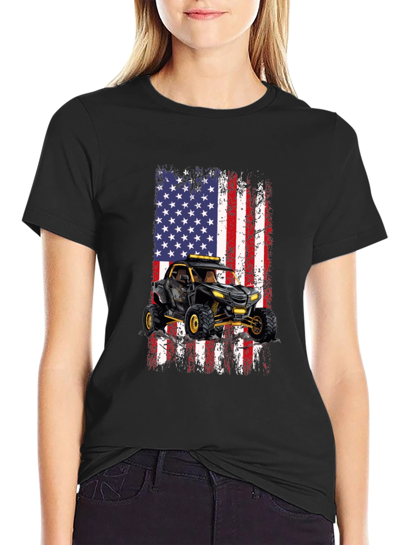 American Flag ATV Black T-Shirt
