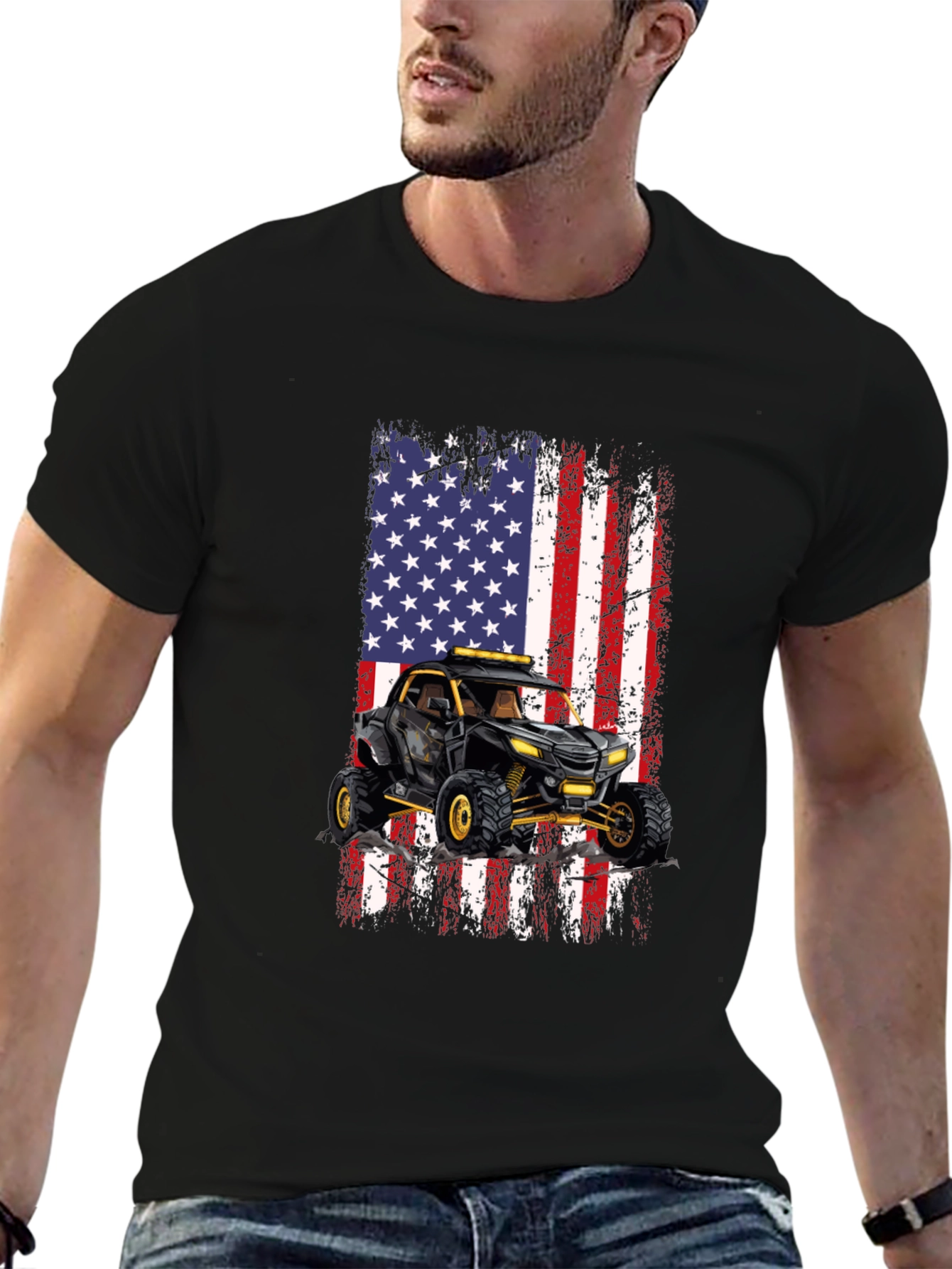 American Flag ATV Black T-Shirt
