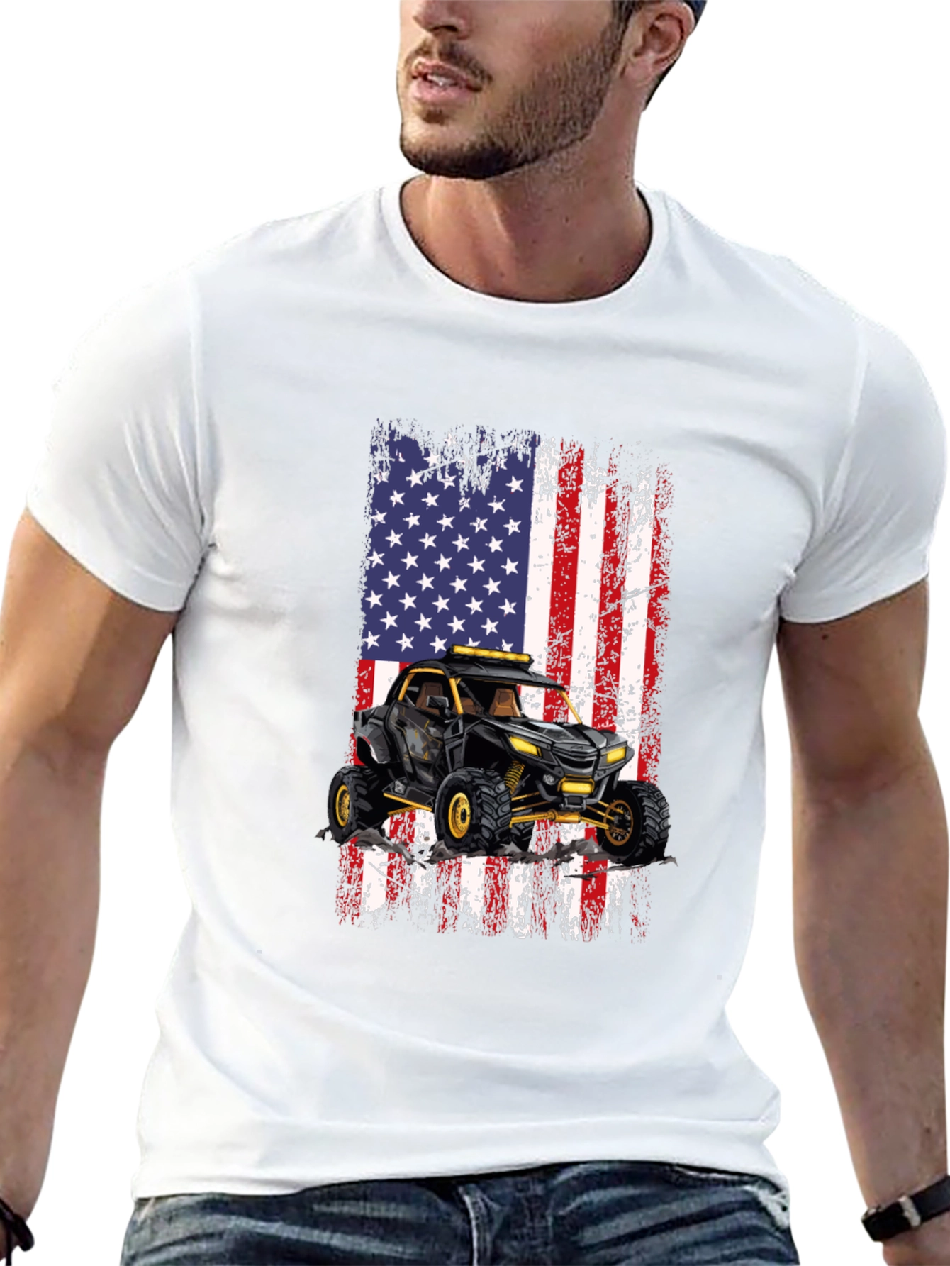 American Flag ATV Black T-Shirt