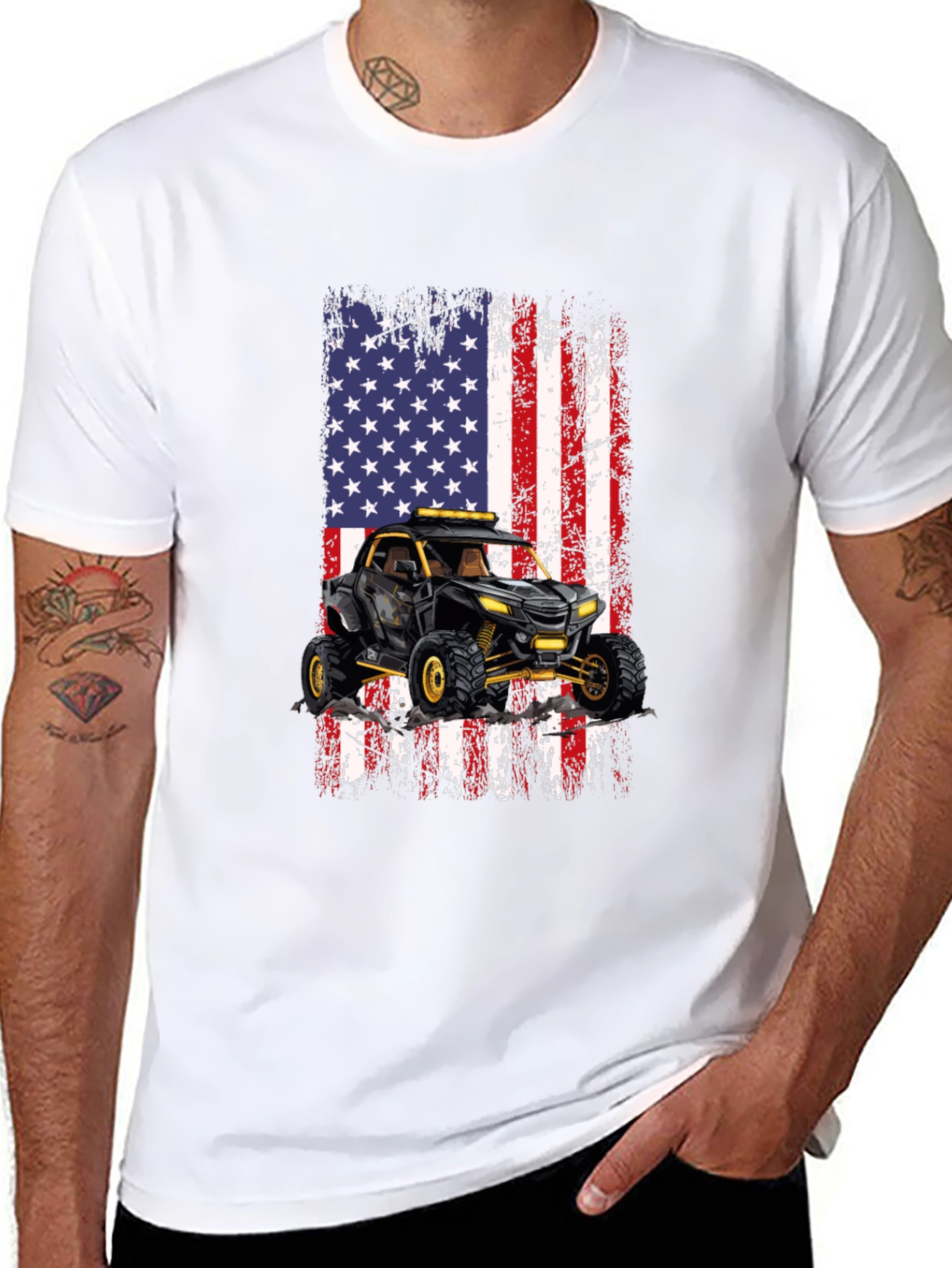 American Flag ATV Black T-Shirt